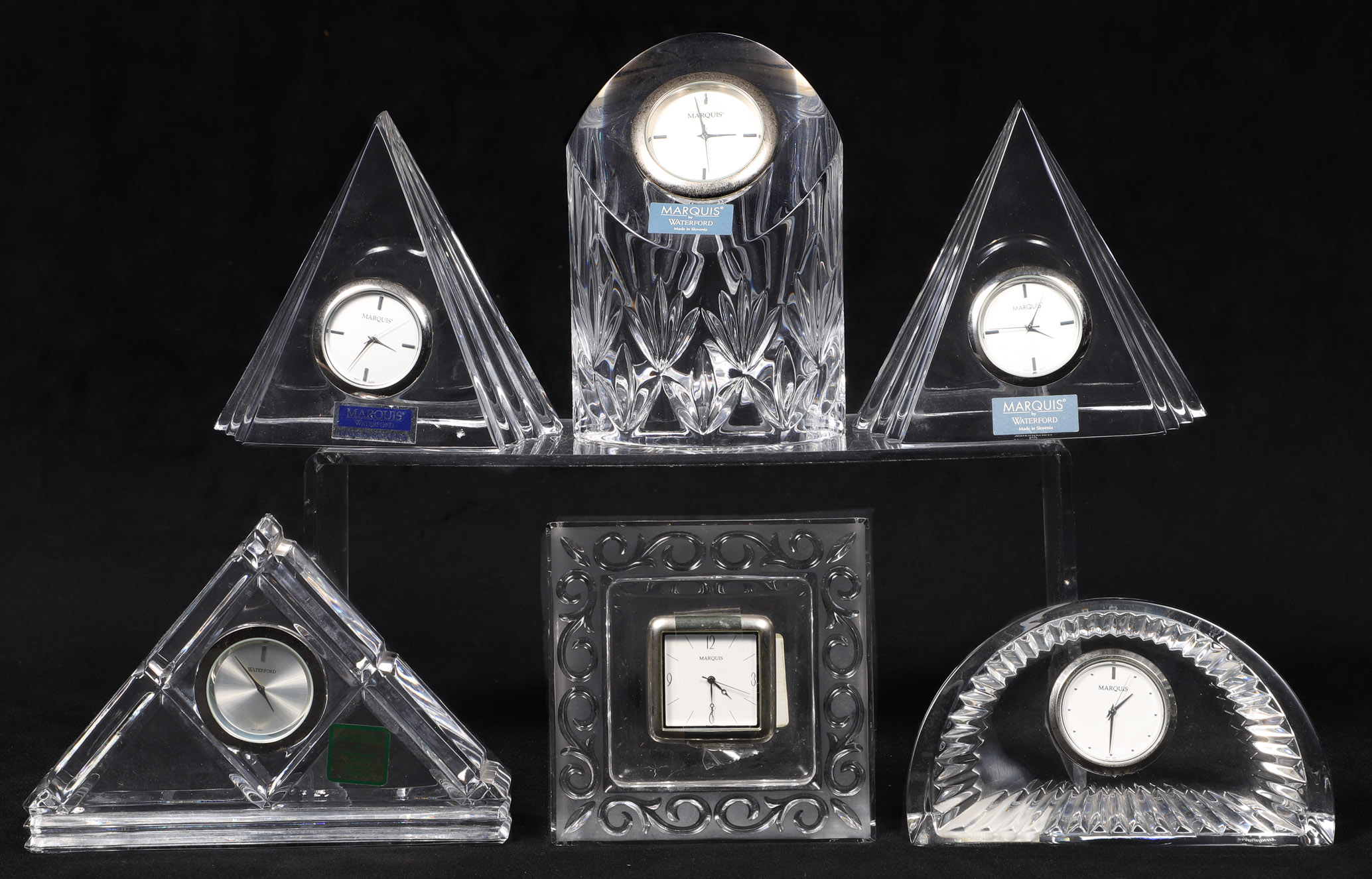 (6) Marquis by Waterford desk clocks,