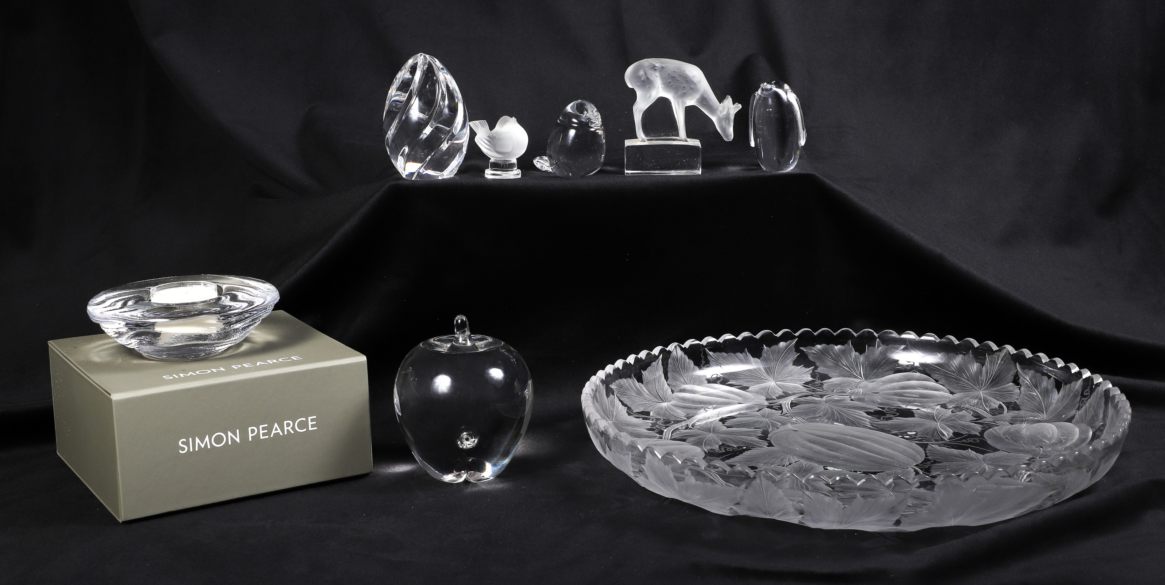 Lalique figures, crystal animals,