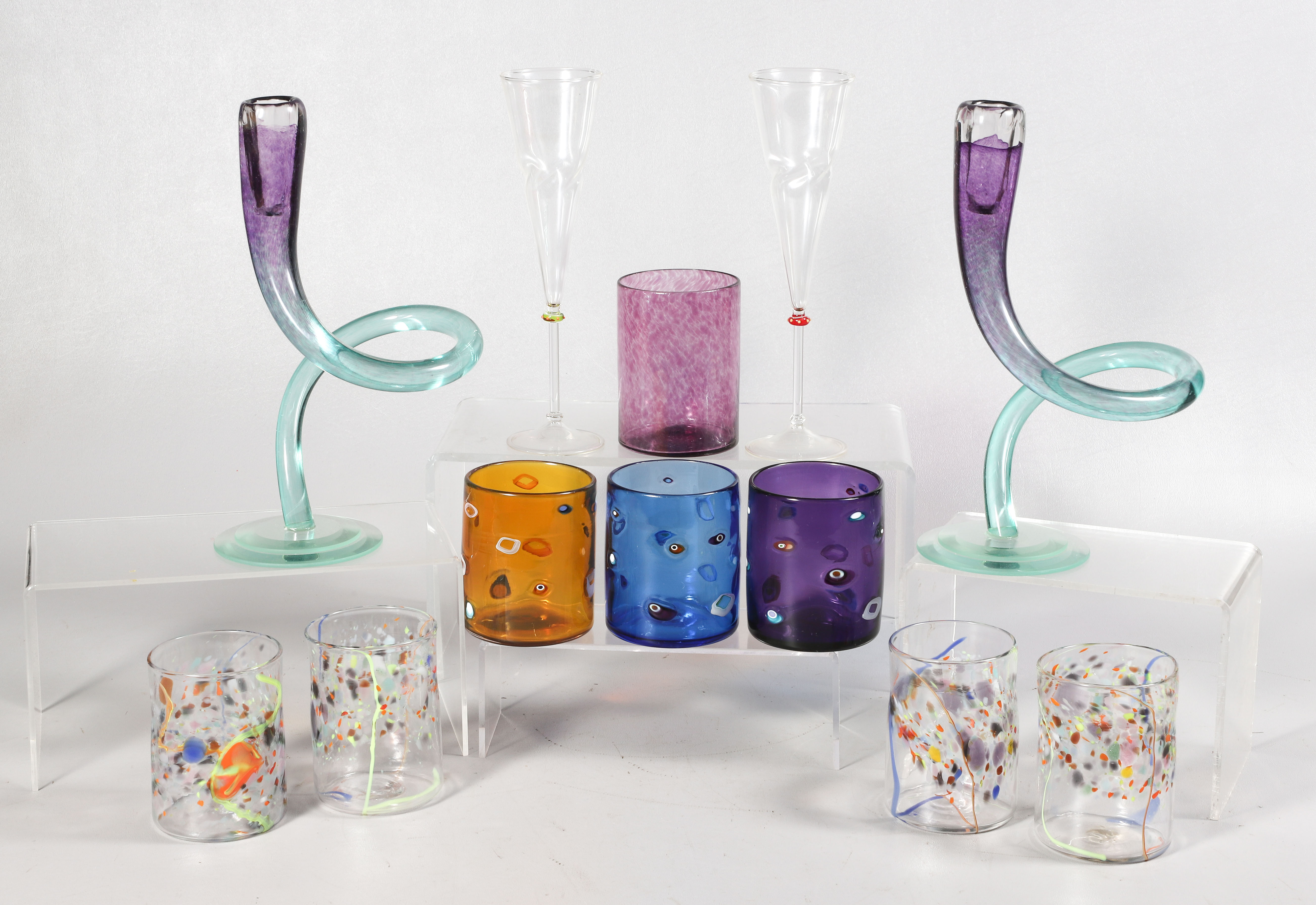 Art Glass Tumblers, Champagnes