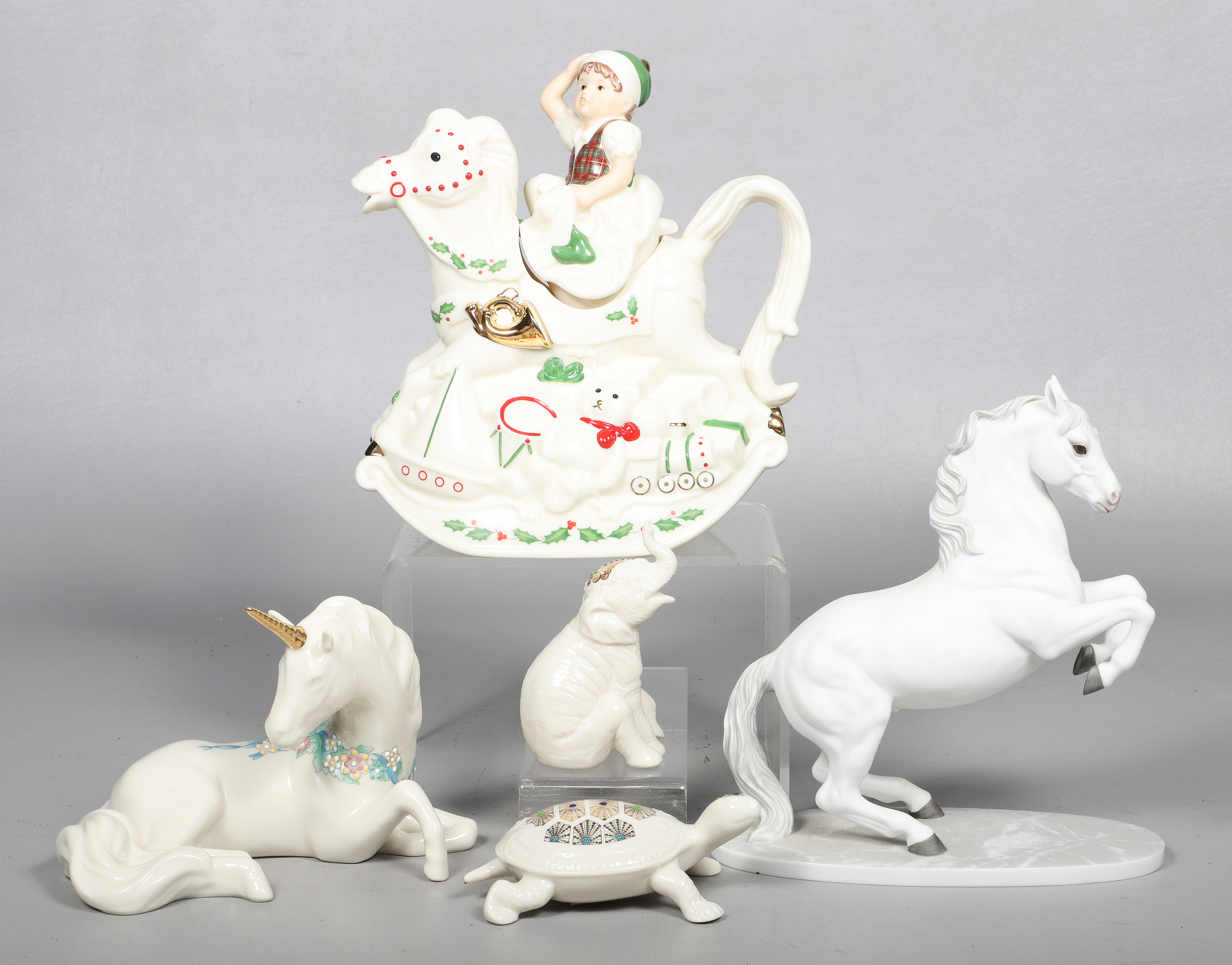 (5) Lenox porcelain animal figurines,