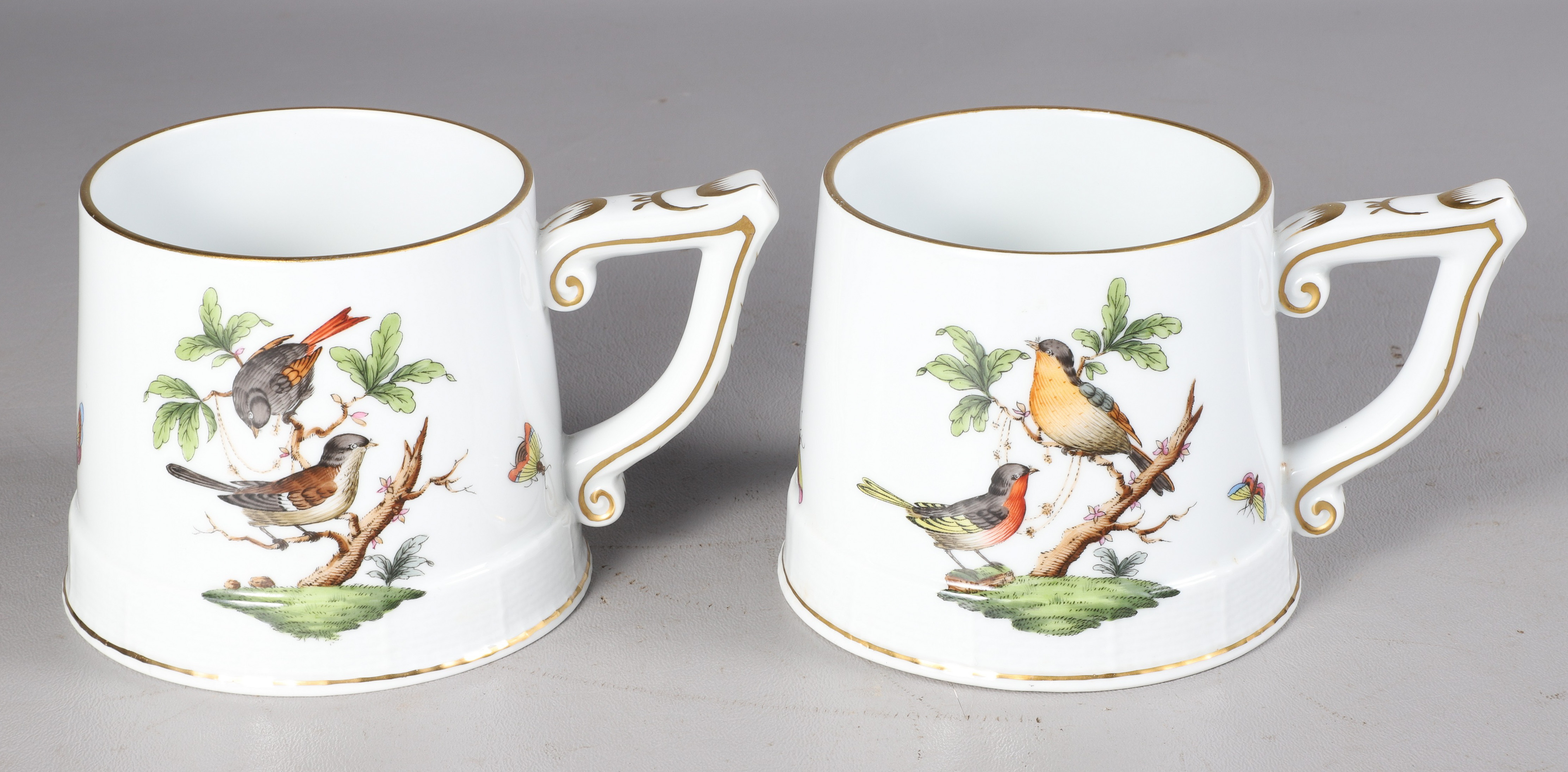 (2) Herend Rothschild Bird Grand Mugs,