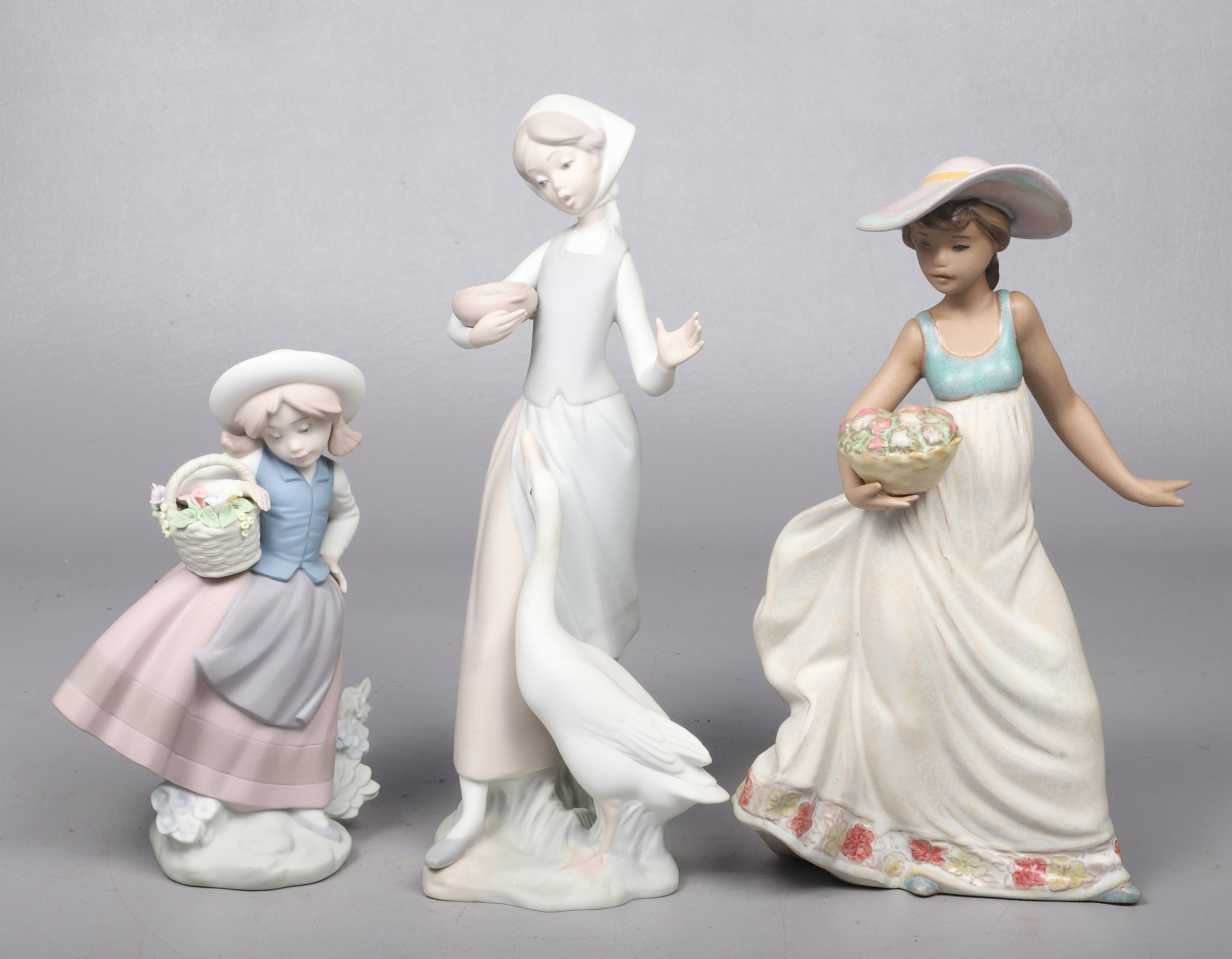 (3) Lladro matte porcelain figurines,