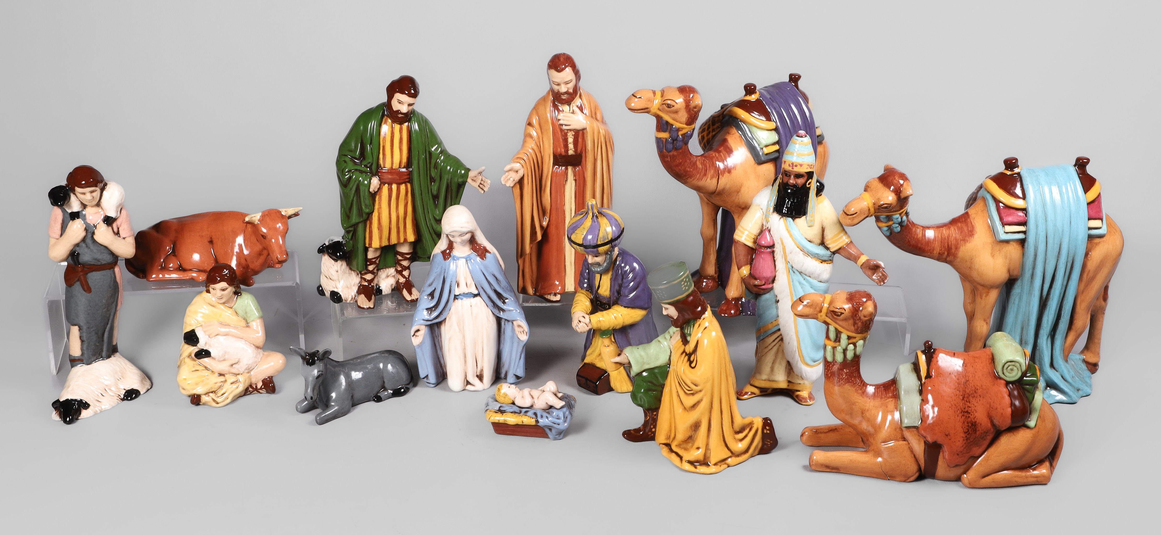 (14) Piece ceramic nativity set, 1976,