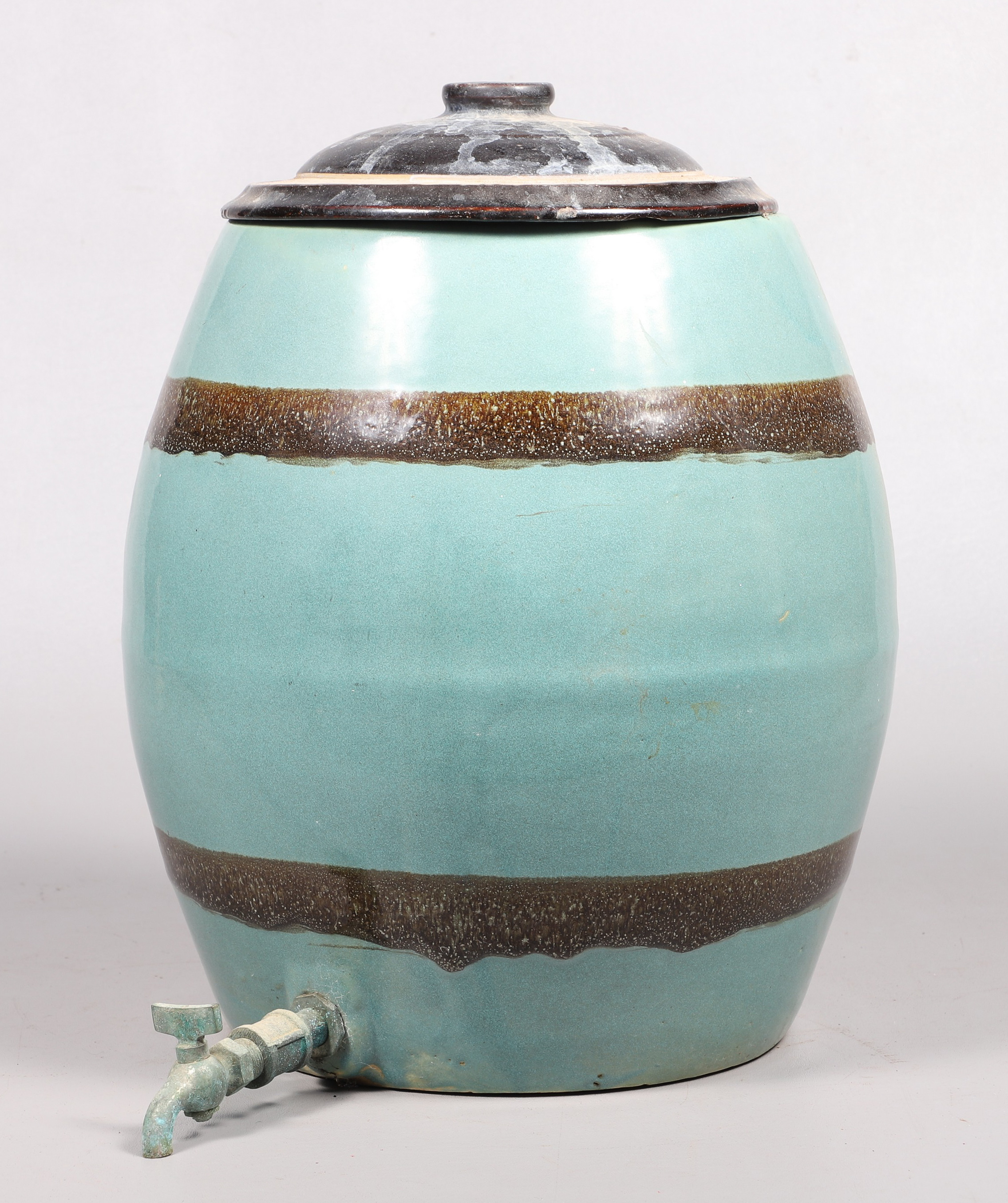 Oversized stoneware cooler, blue body