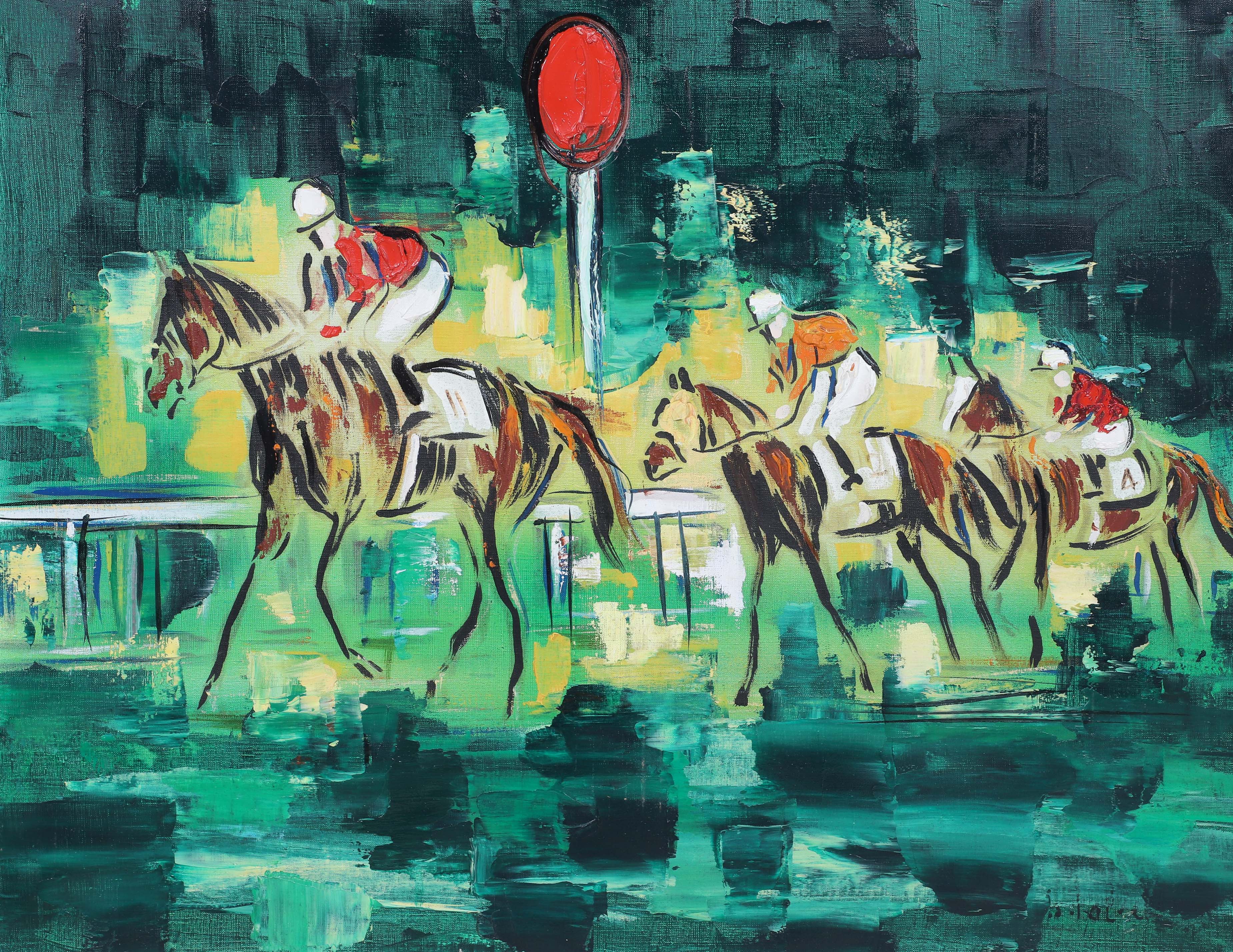 Contemporary painting of race horses,