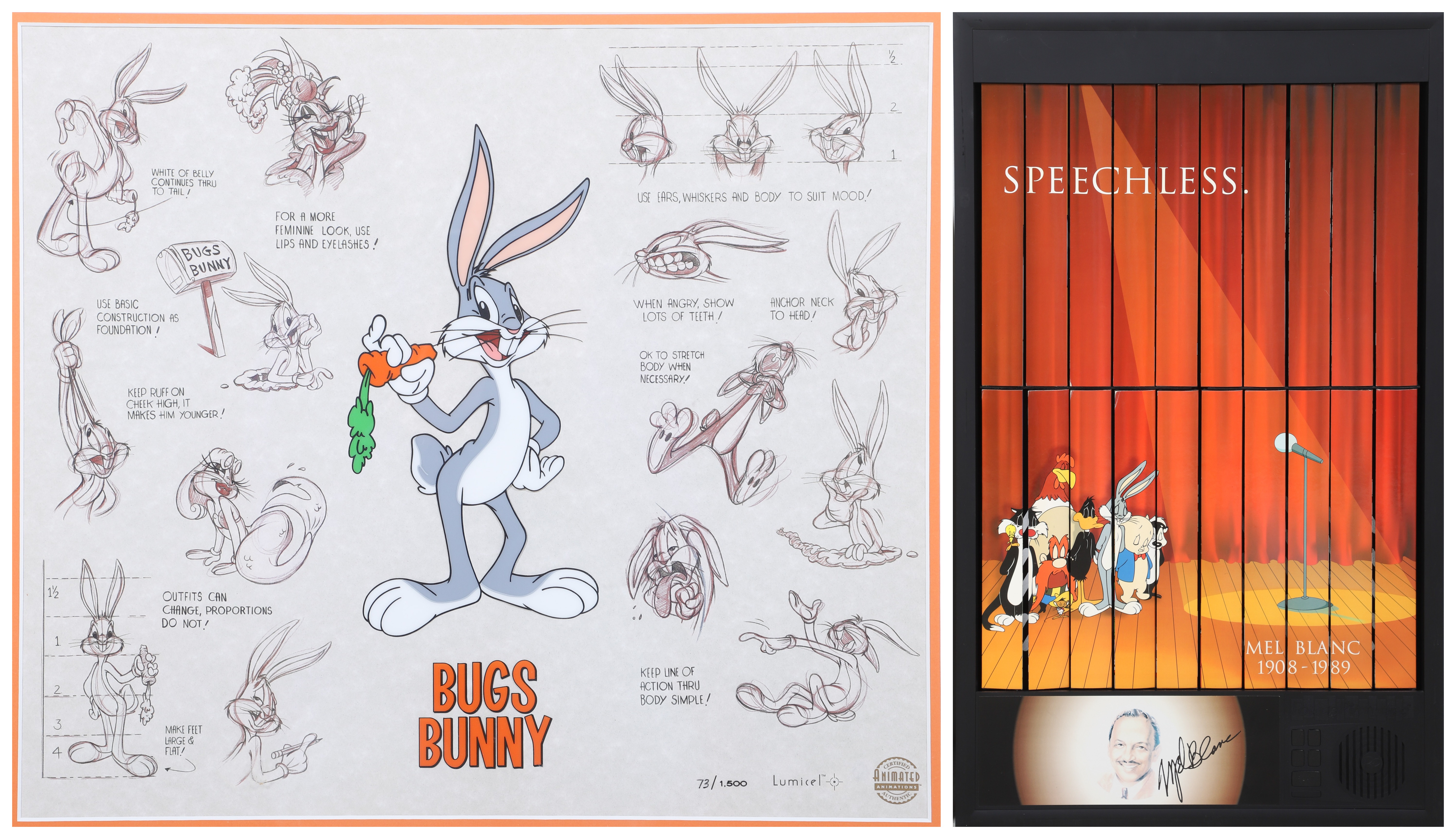 (2) Looney Tunes animated artworks,