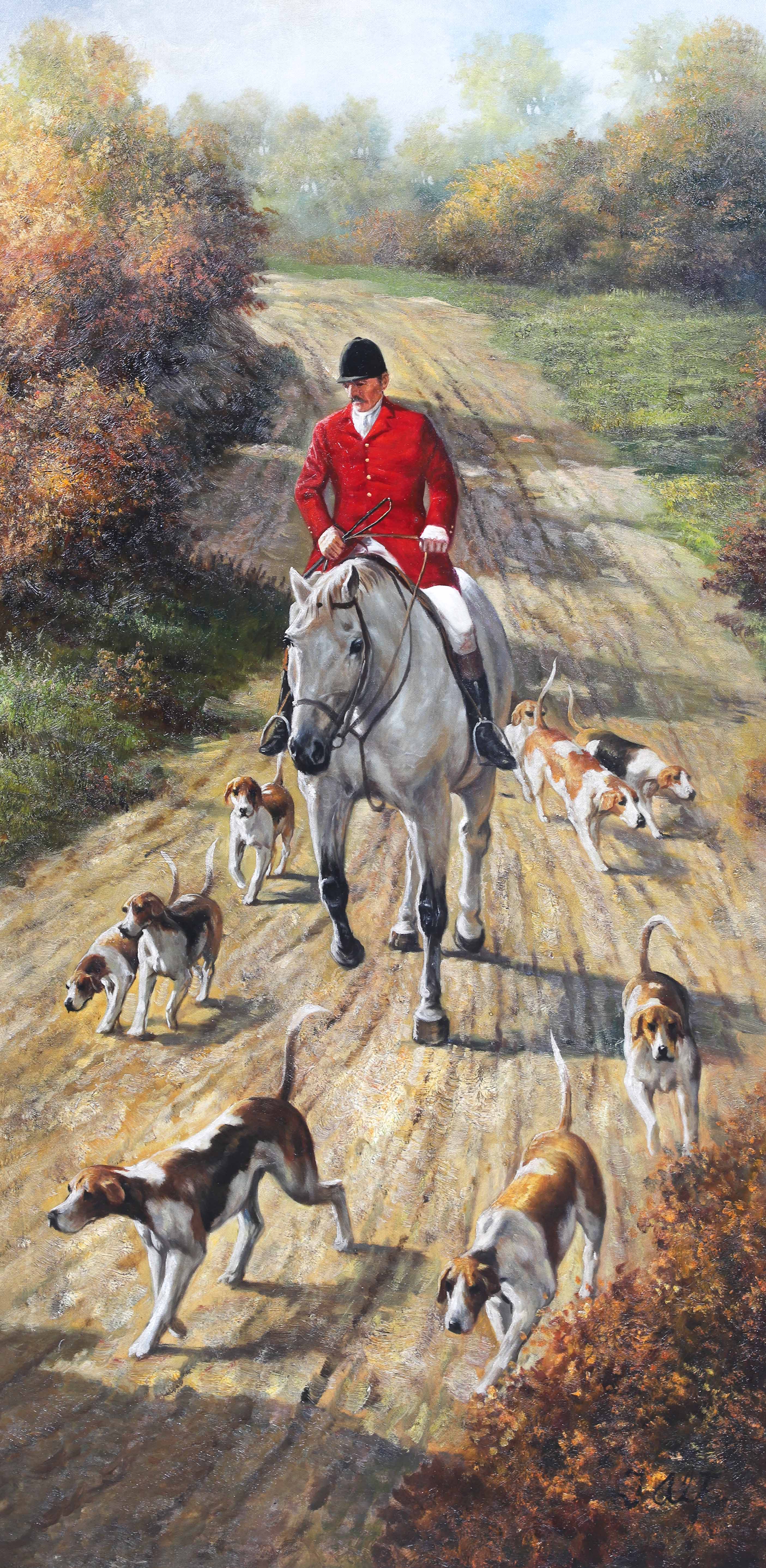 Reproduction hunt scene painting  2e1991