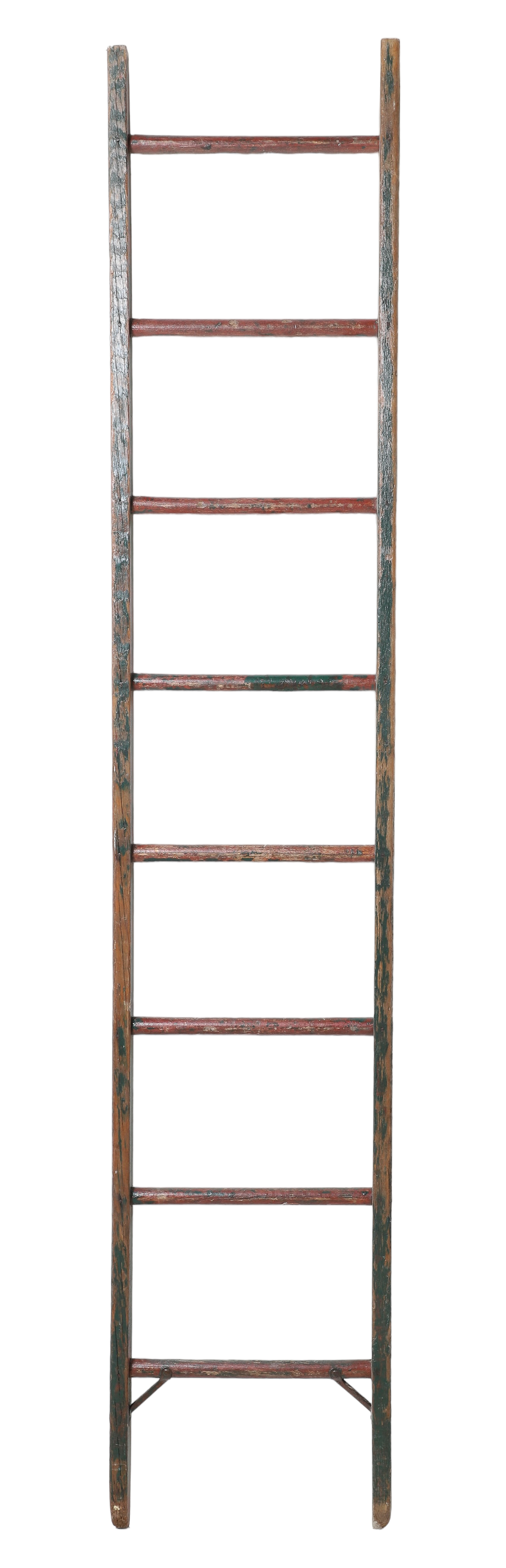 8-Rung green painted wood ladder, 101L