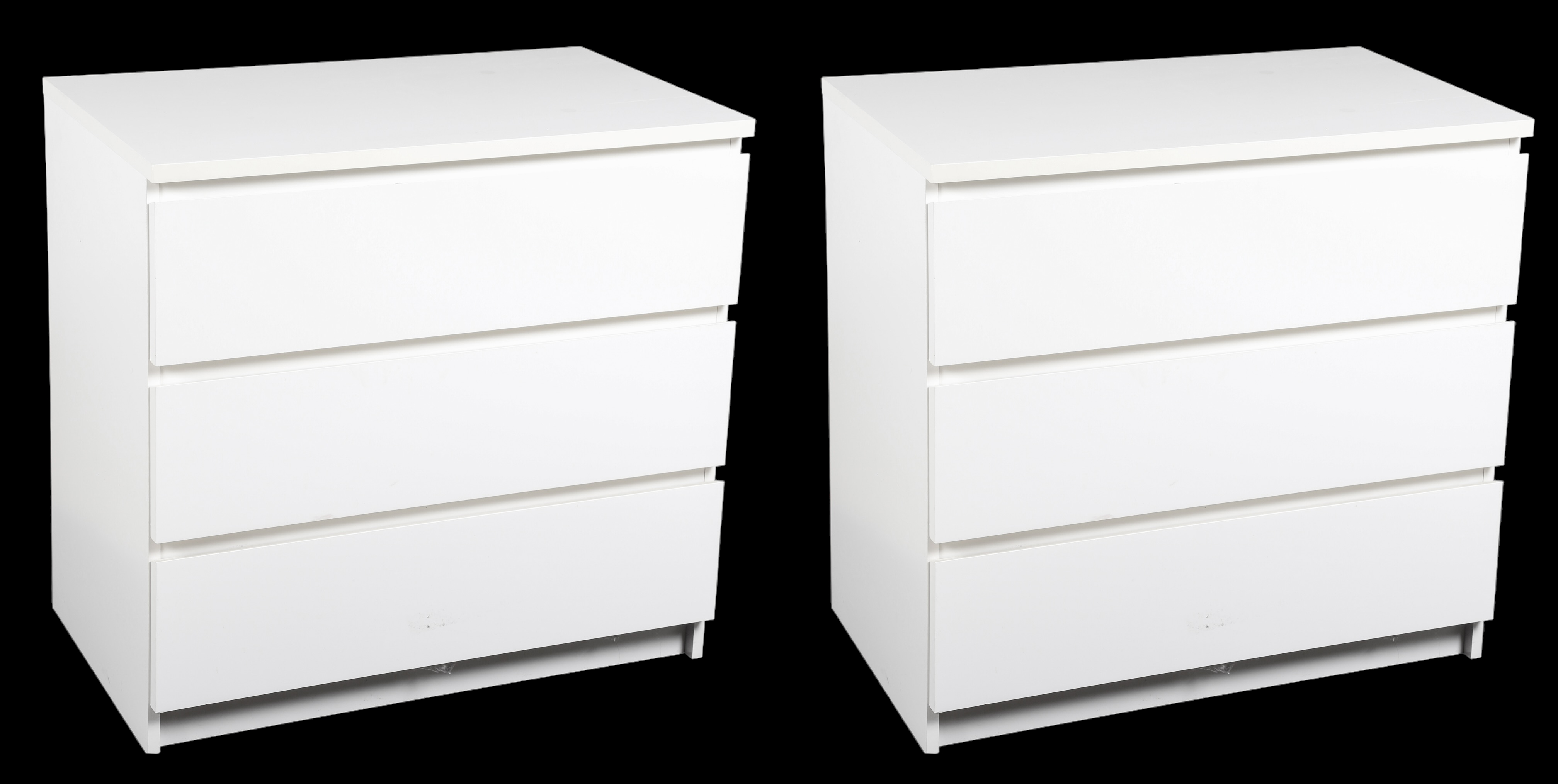 Pair white laminate chests of drawers,