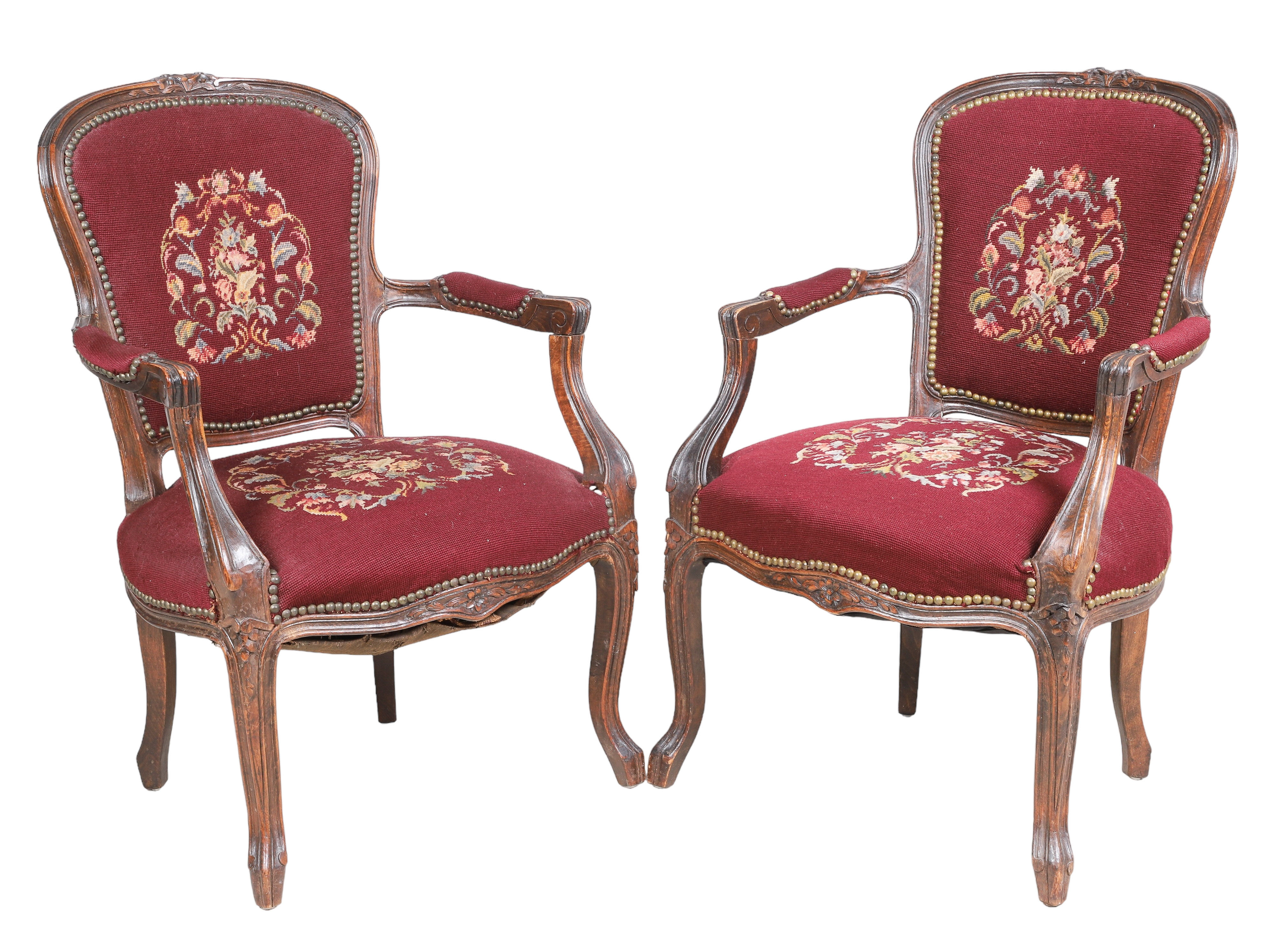 Pair Louis XV style carved walnut 2e1a0d