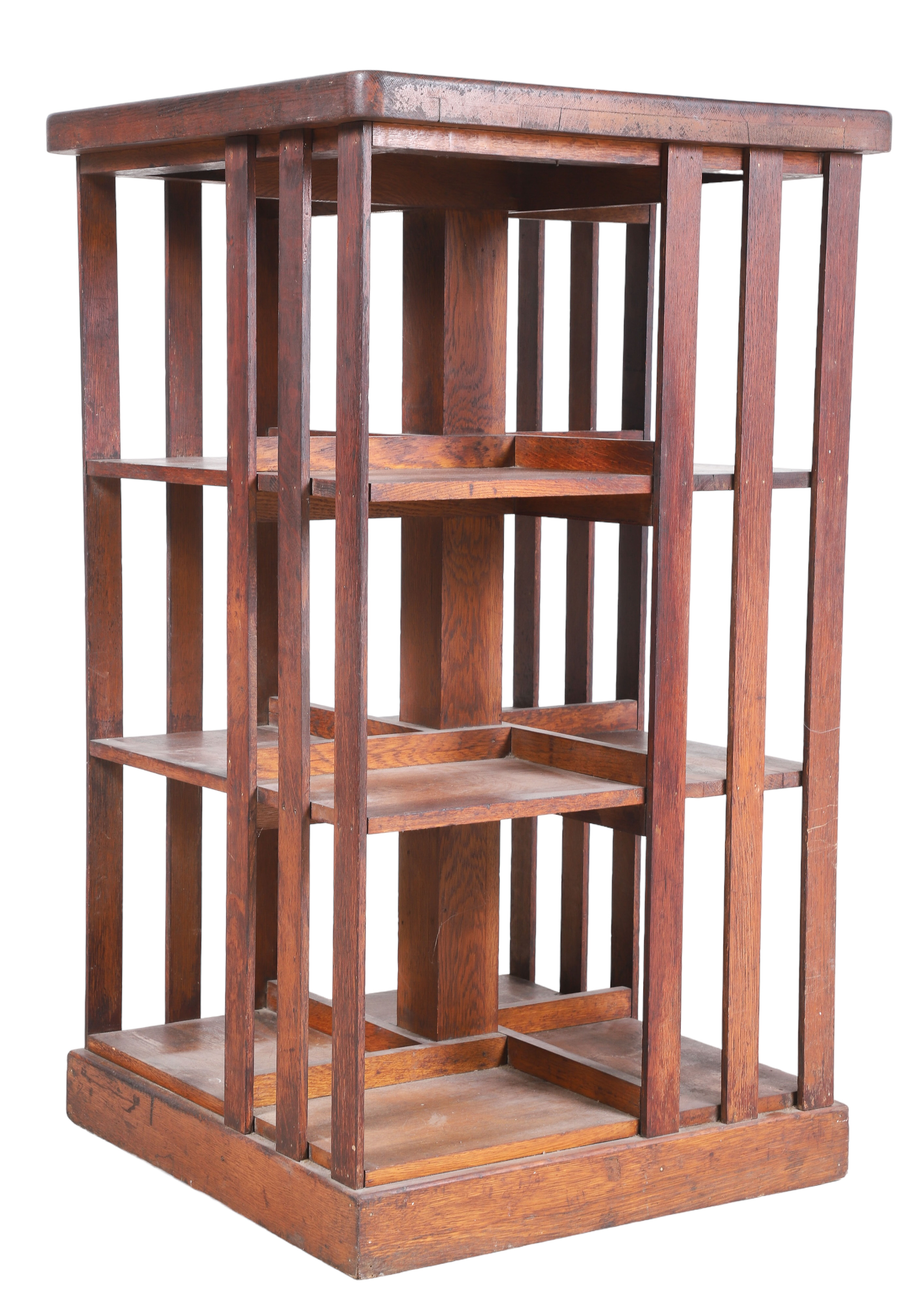 Oak bookstand slatted sides 3 tier  2e1a27