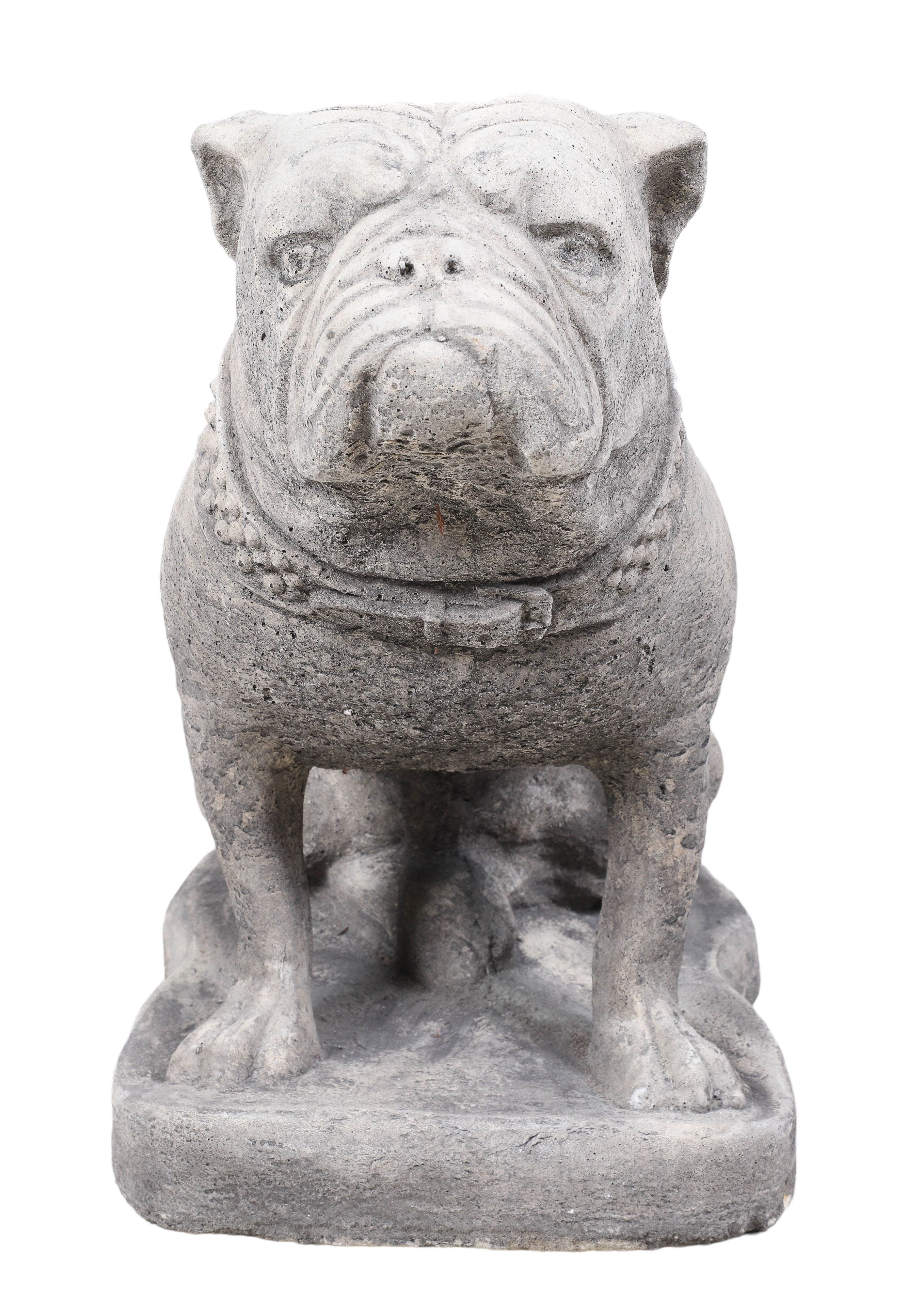 Cement garden statue of a bulldog,