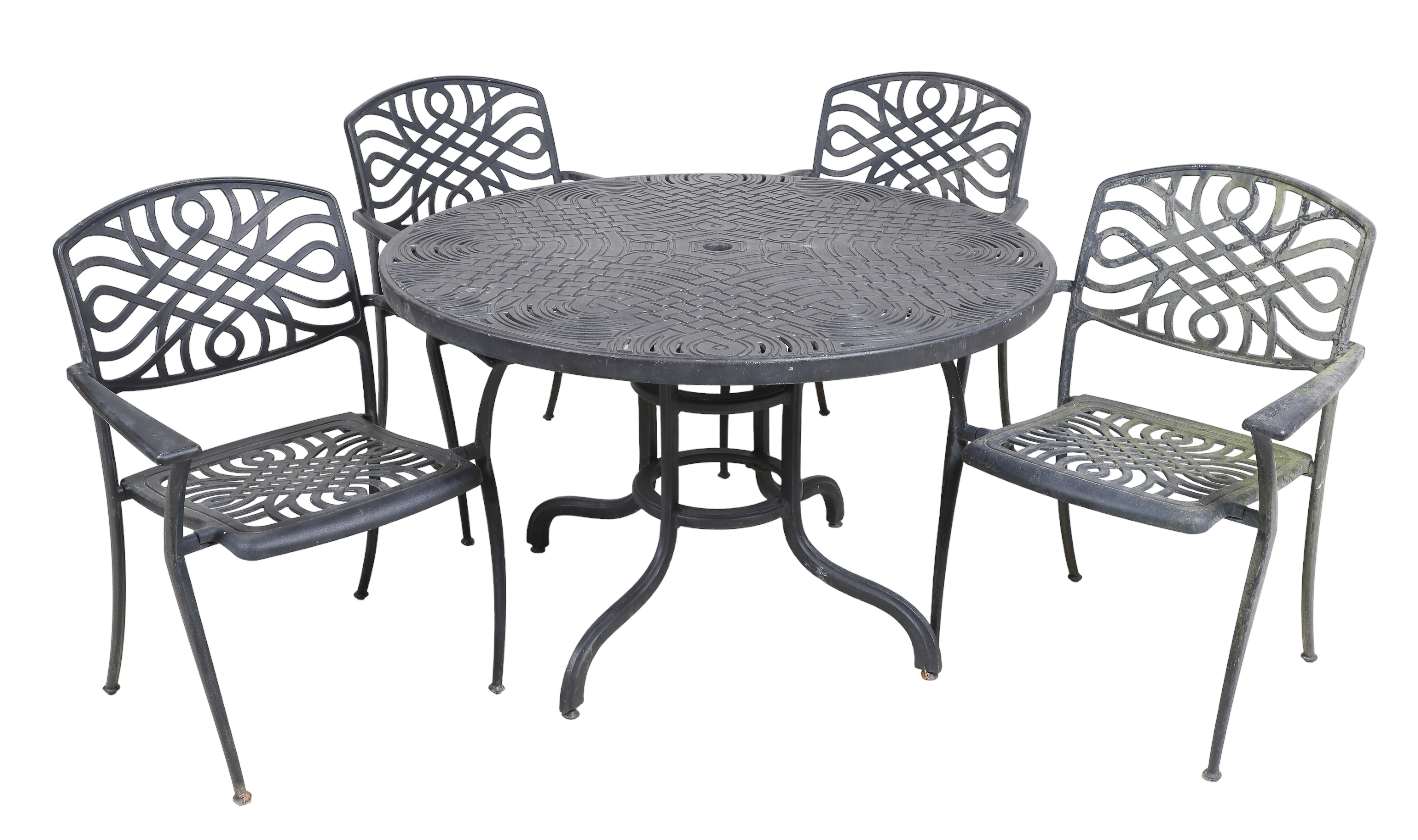 (5) pc Ebonized metal patio dining