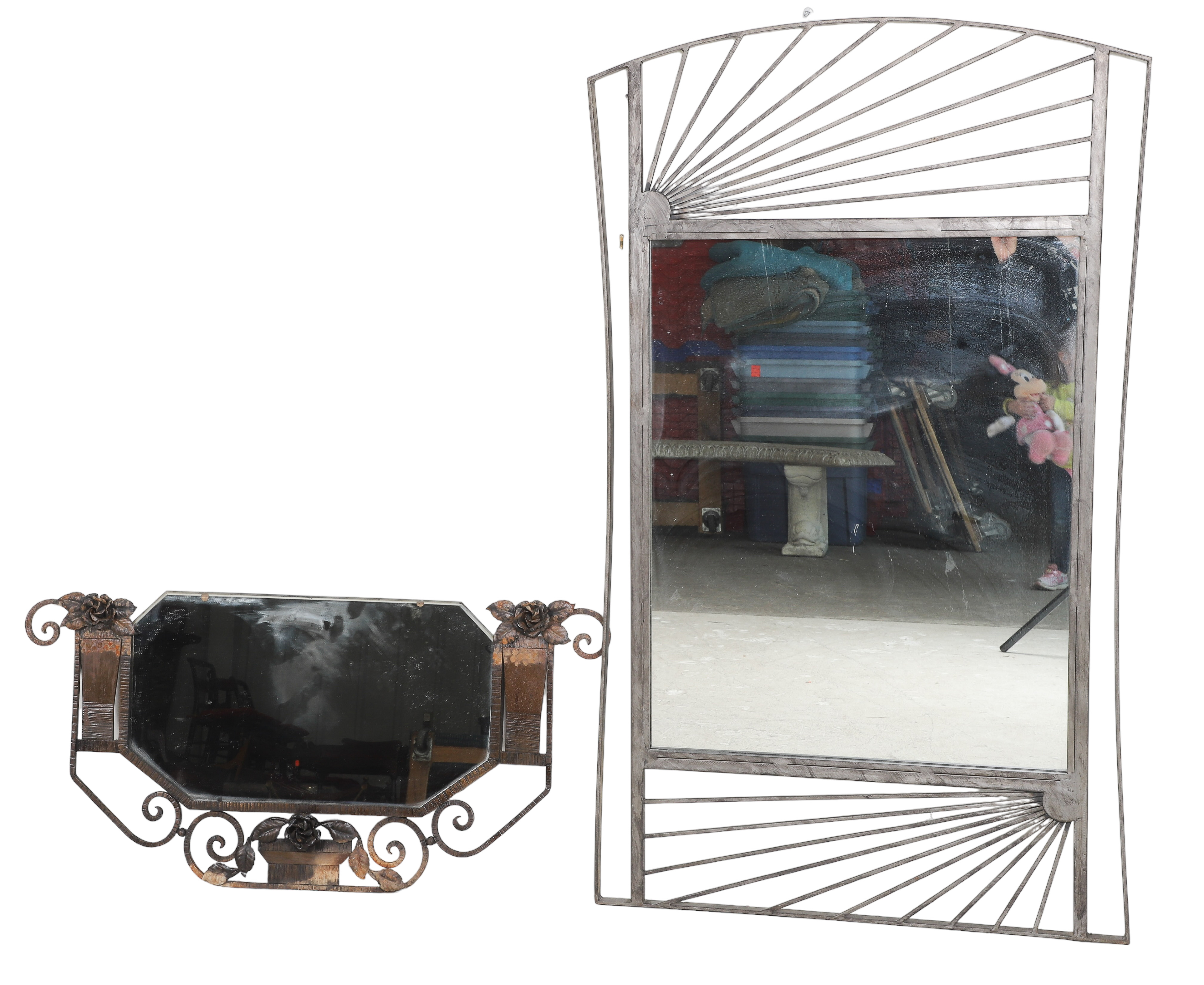 Deco style iron hanging wall mirror,