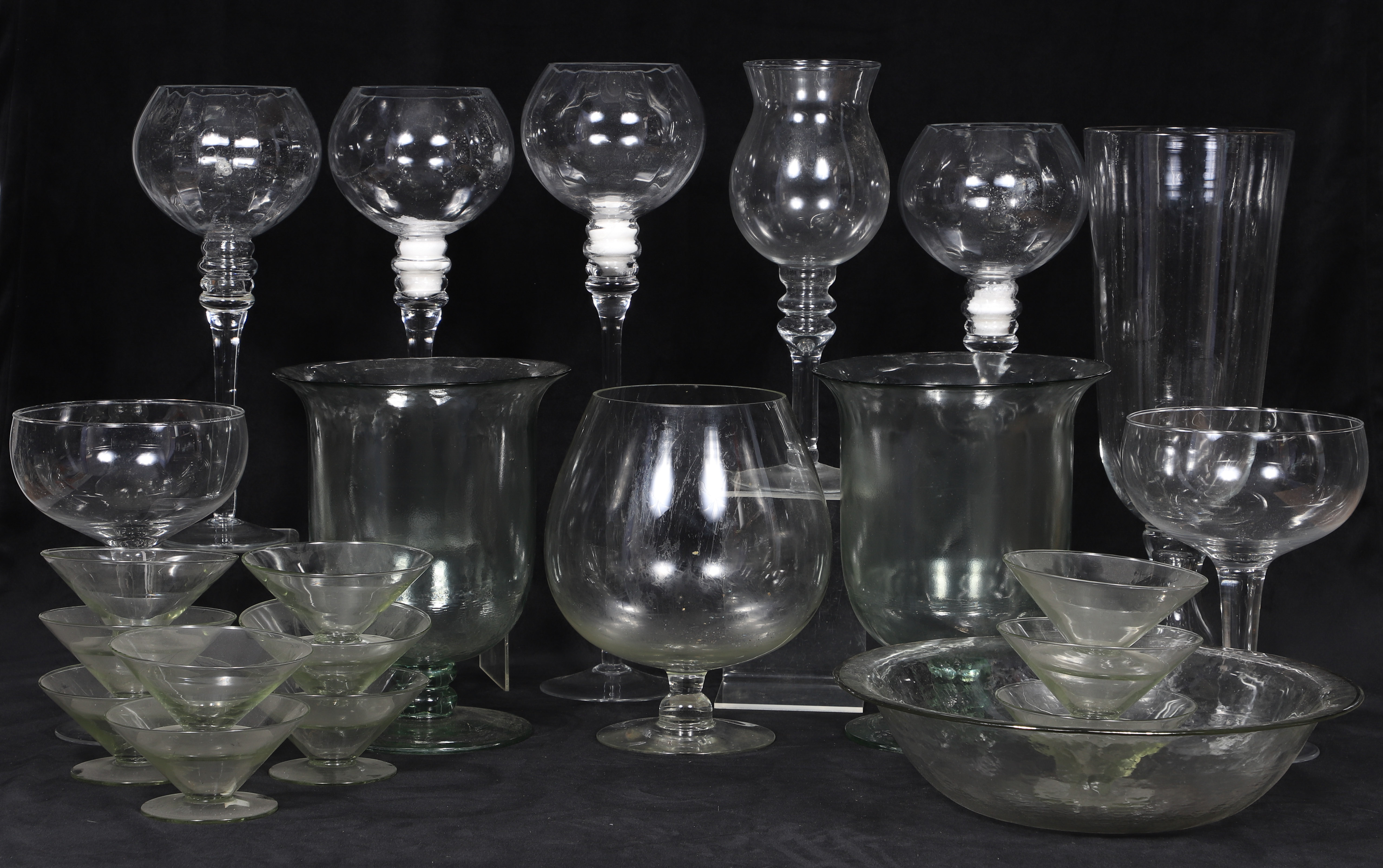 Large glass decorator grouping including