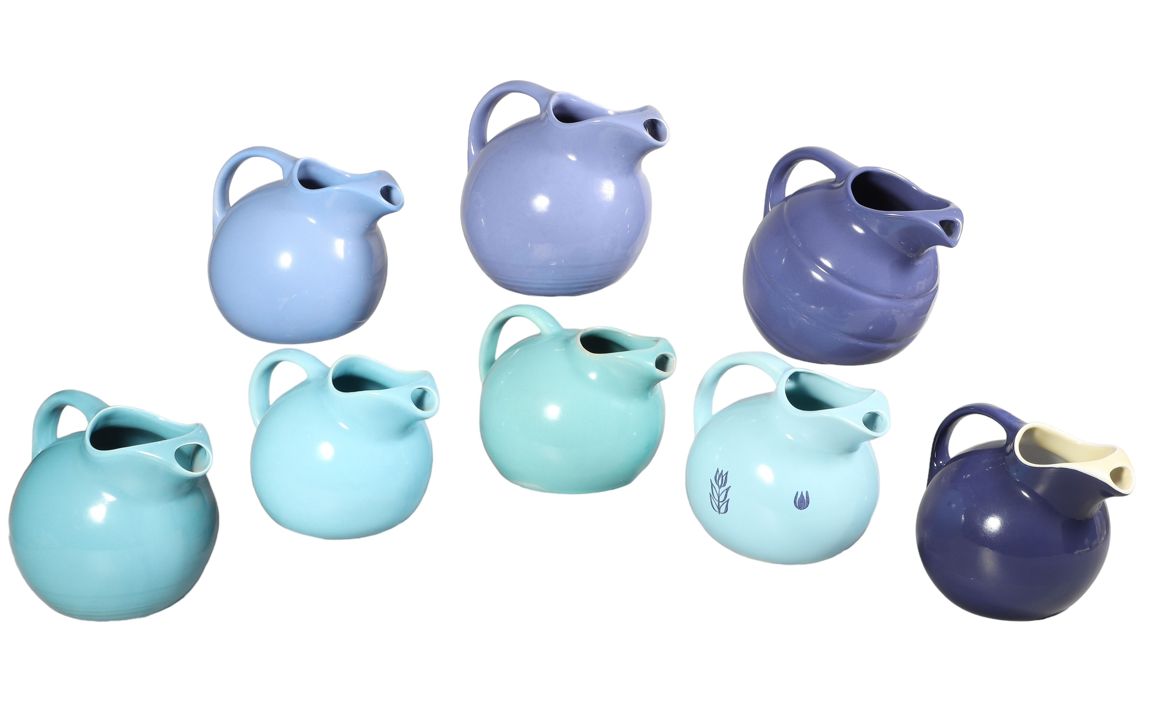  8 Blue pottery ball pitchers 2e1a90