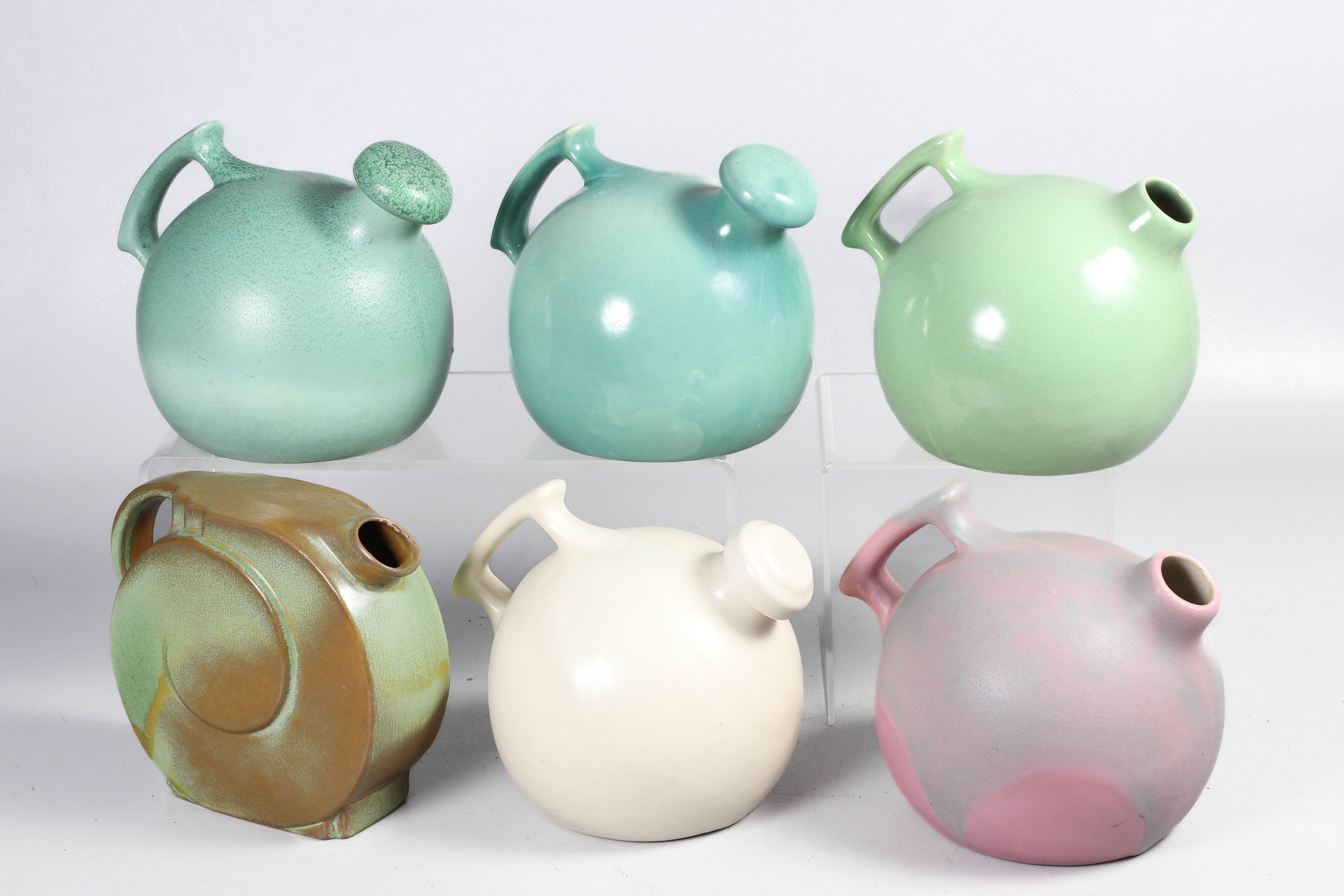 (6) Pottery pitchers to include