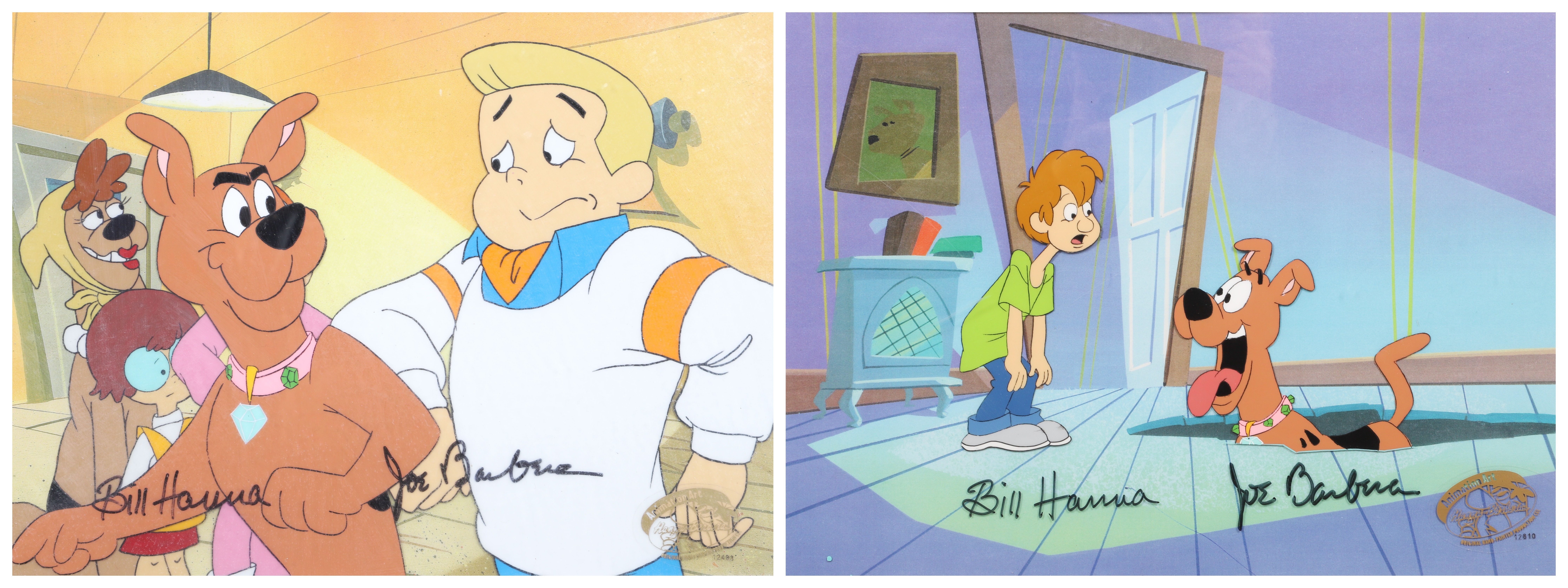 (2) Signed Scooby Doo production cels