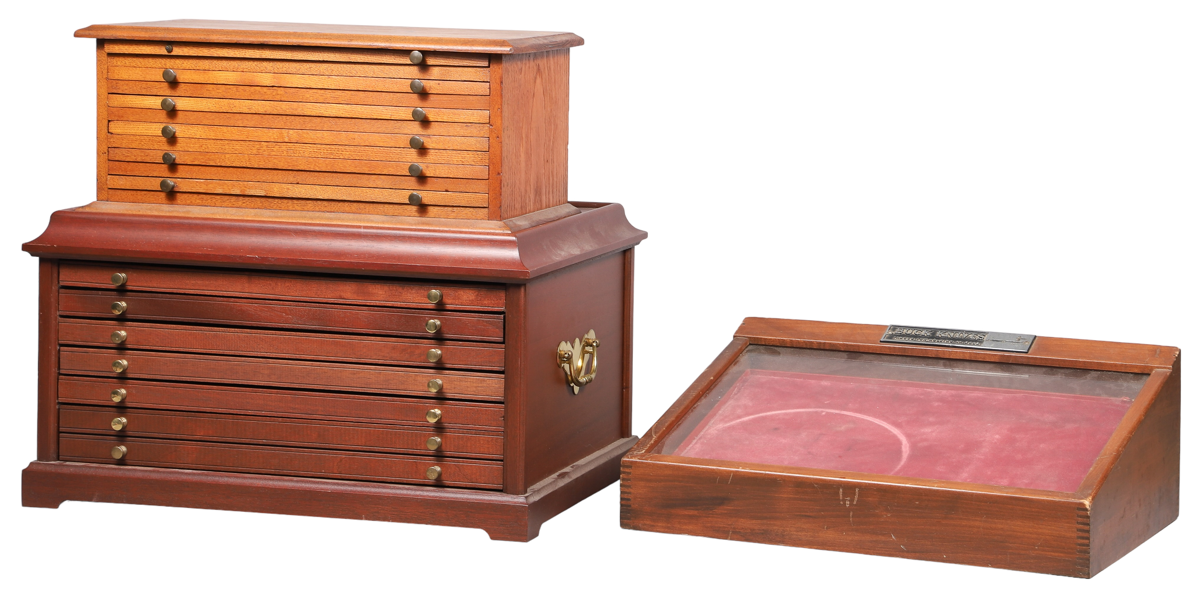 (3) Counter top chests and display case