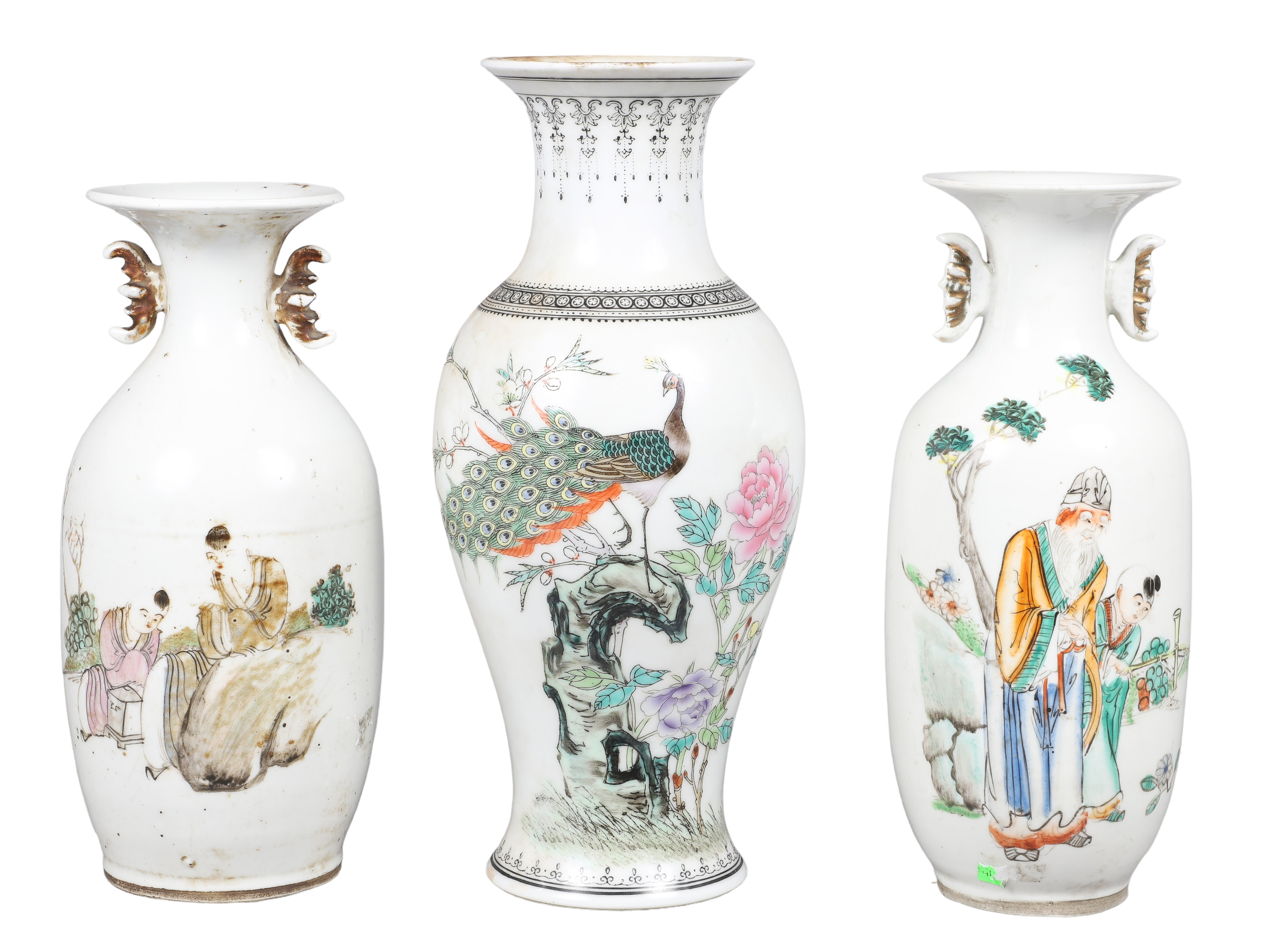 (3) Chinese porcelain vases, c/o