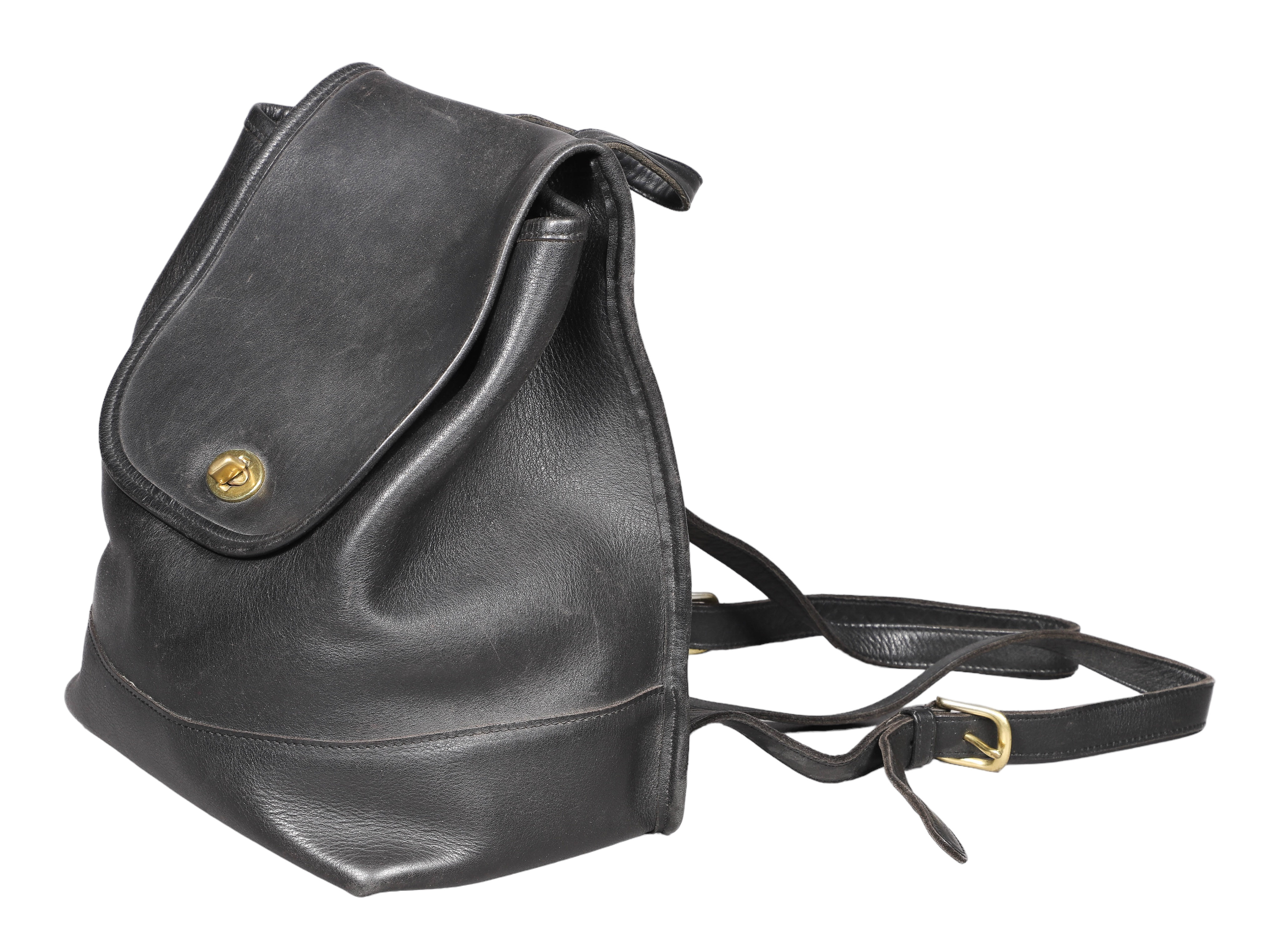 Vintage Coach black leather backpack,