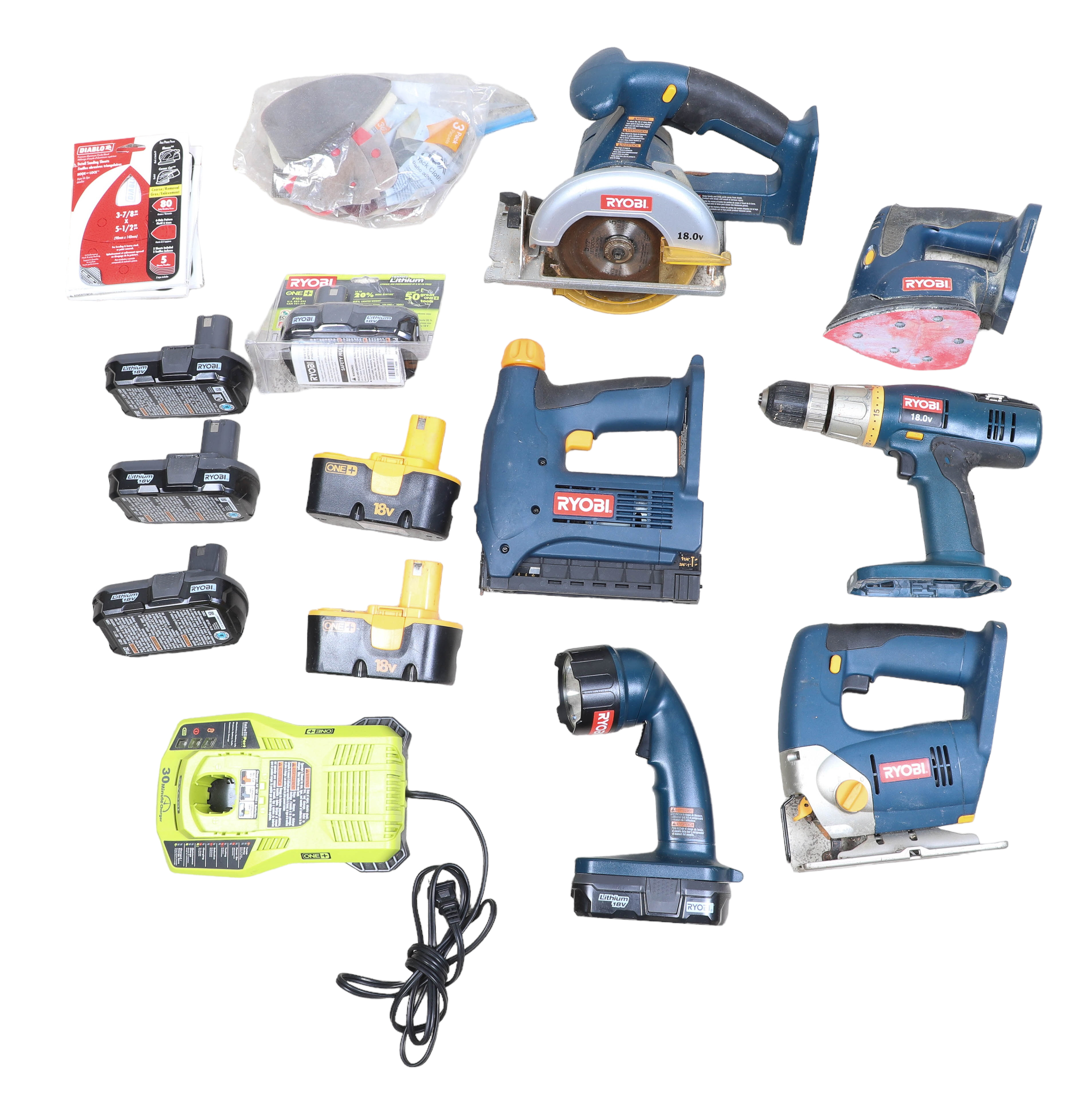 A Large collection of Ryobi tools