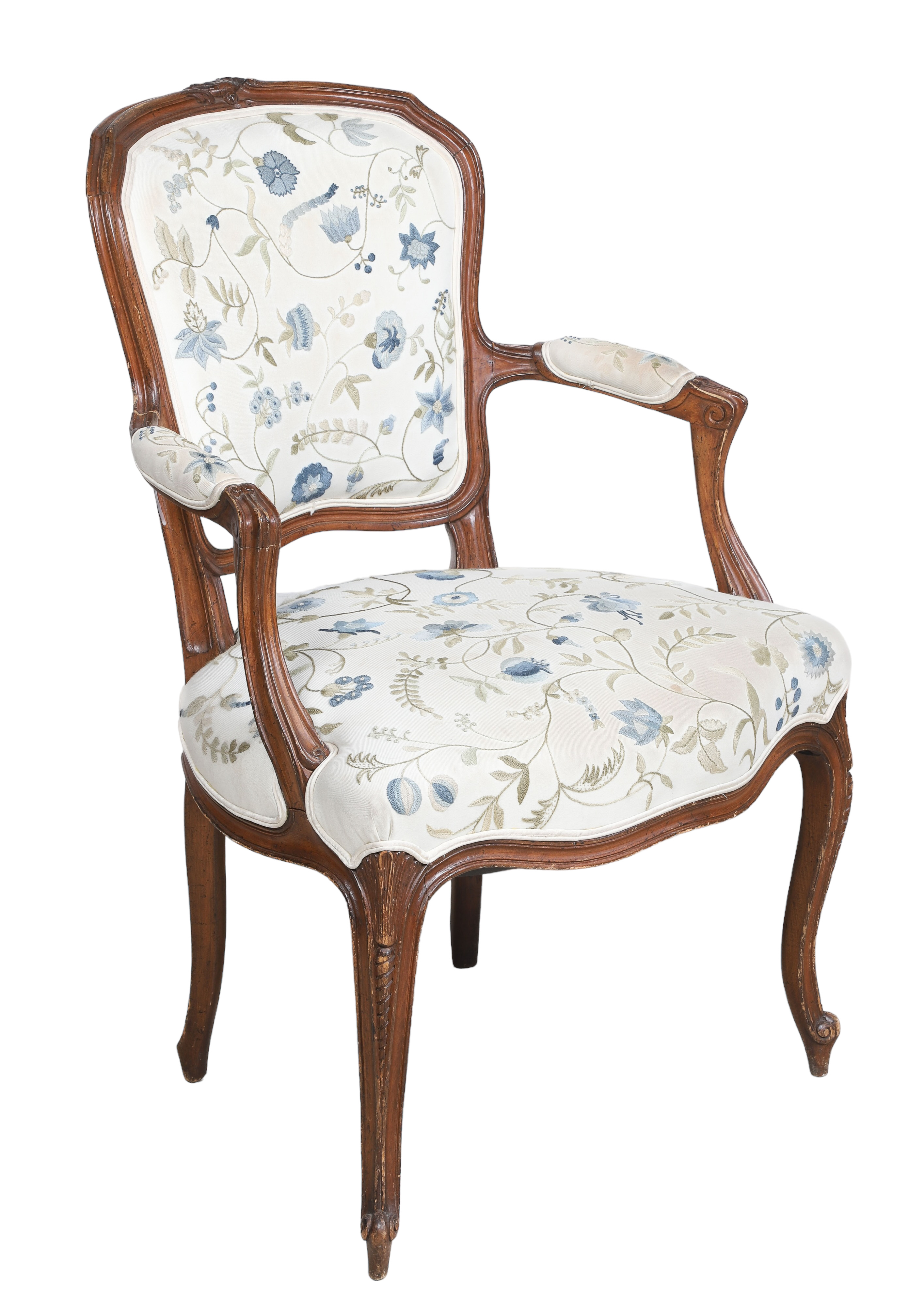 Louis XV Style Fauteuil with Embroidered 2e1b99