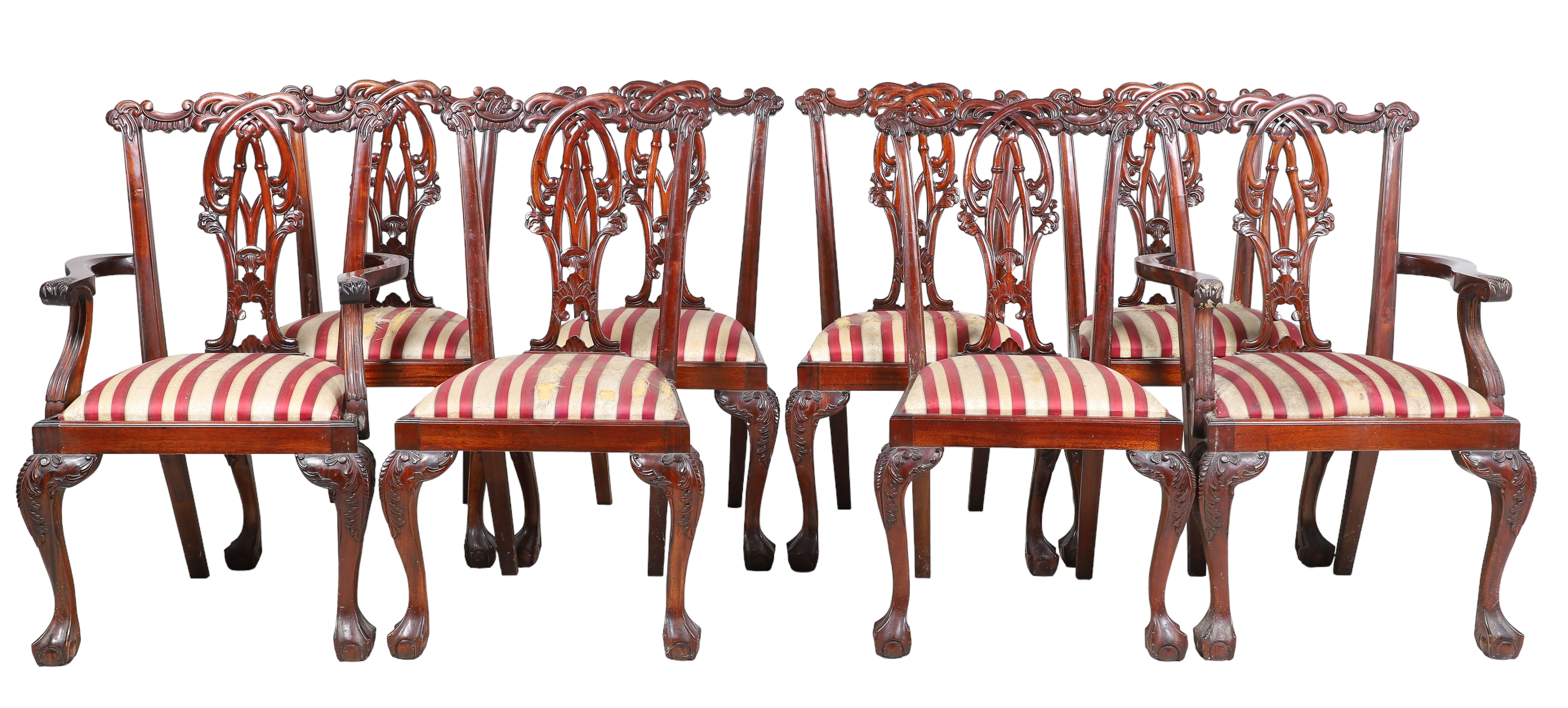 (8) Chippendale style mahogany