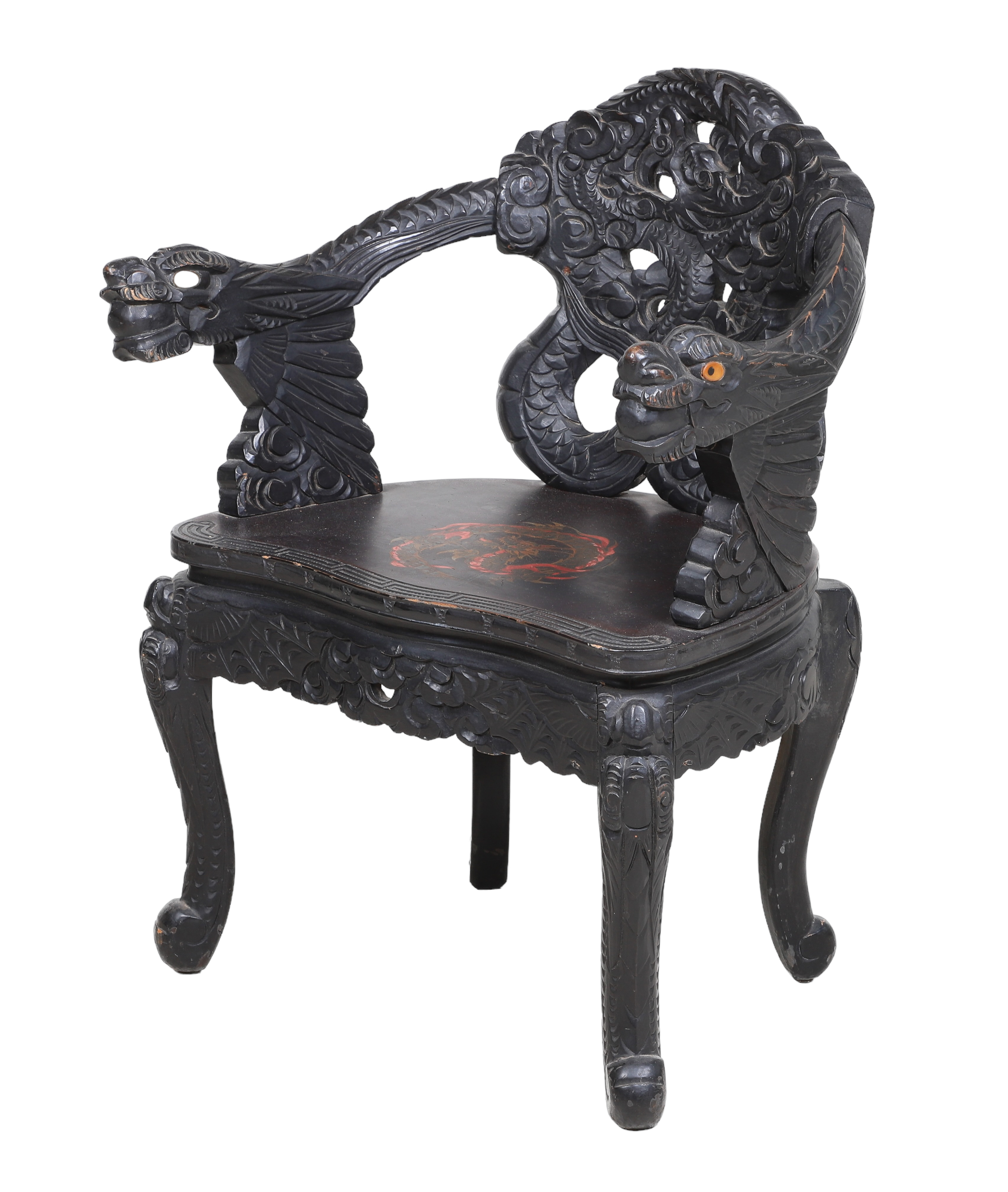 Japanese carved armchair w dragons  2e1bae