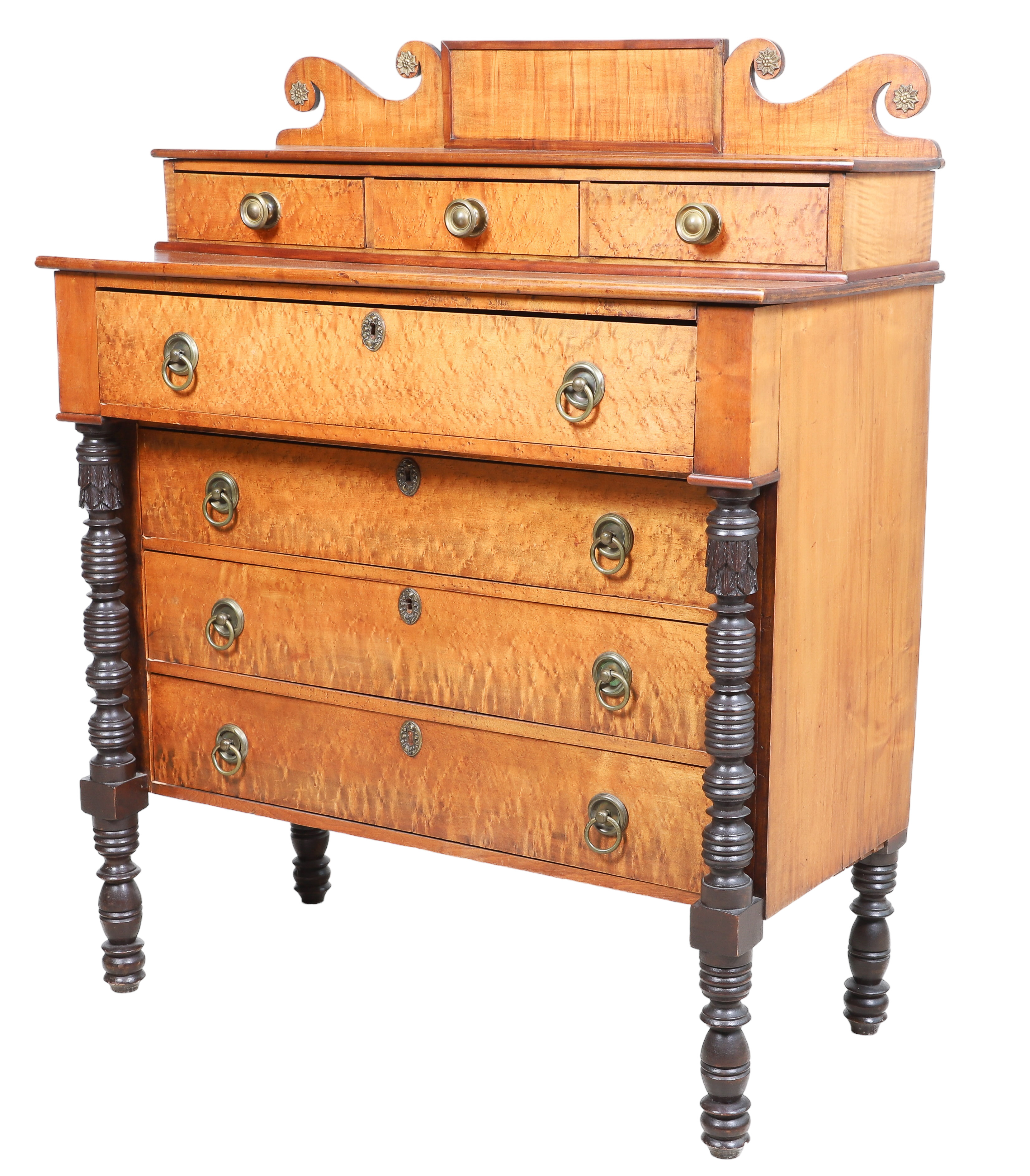 Classical cherry and figured maple chest