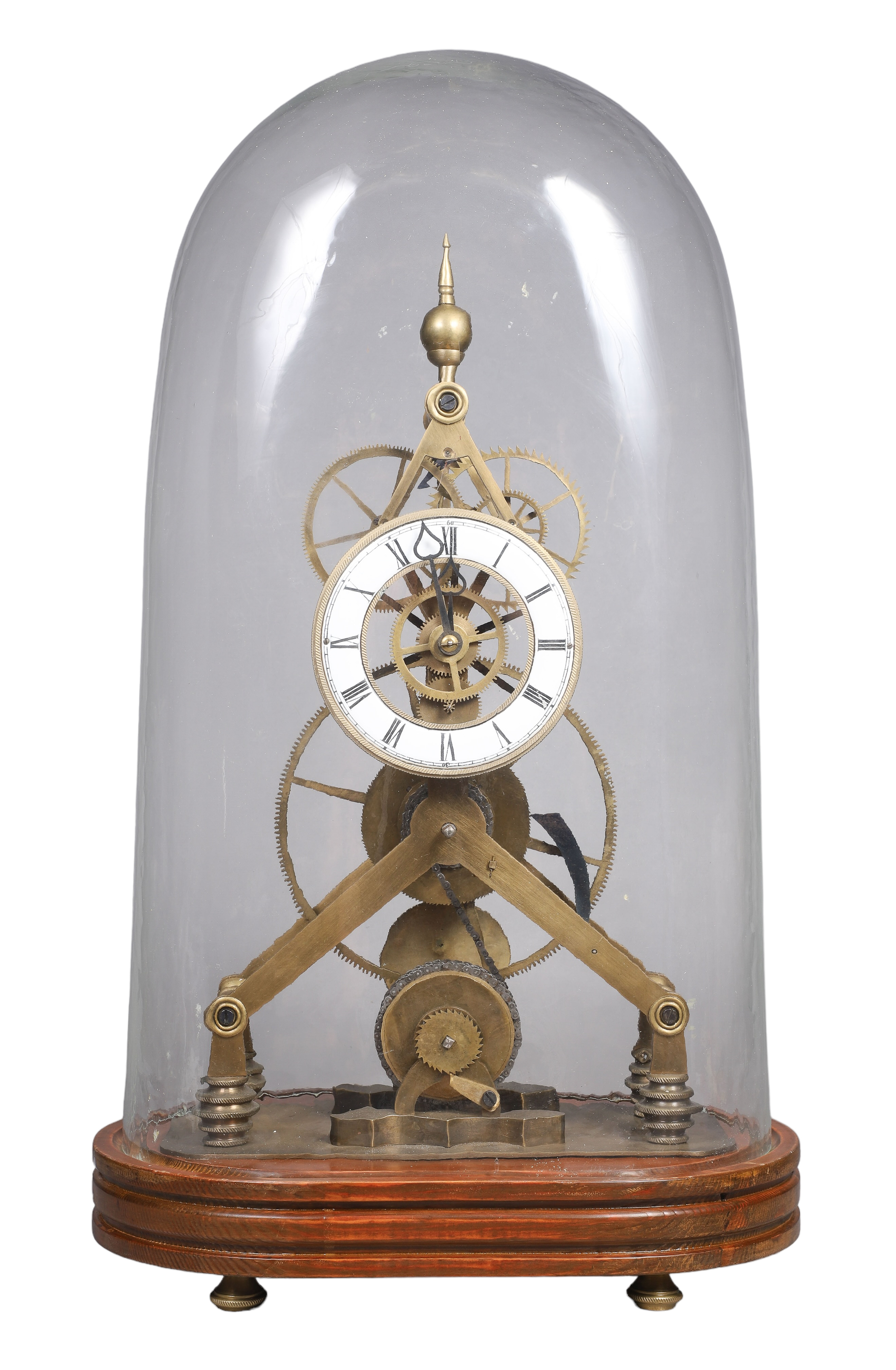 Great Wheel Skeleton Clock w Dome  2e1c21