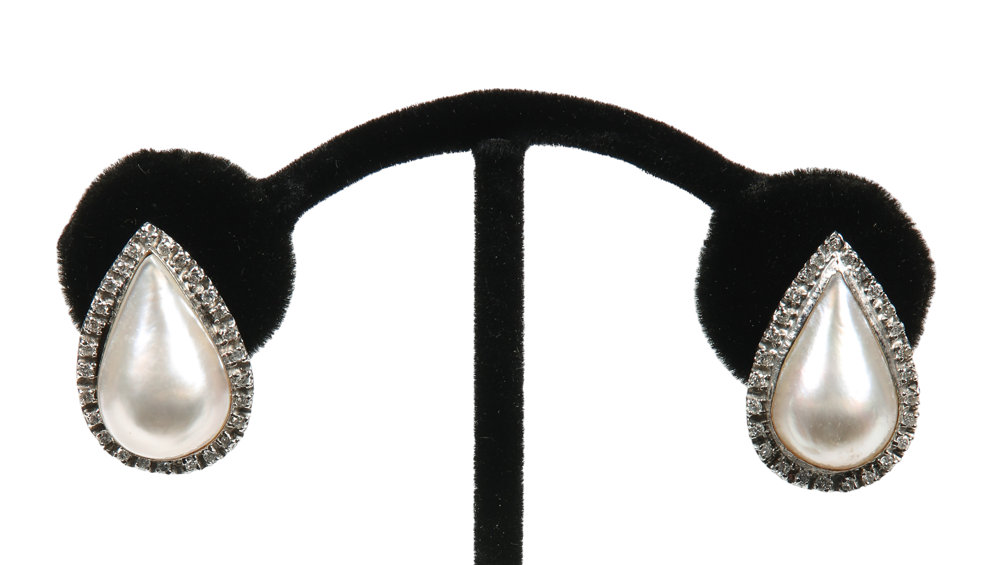 14K Mabe pearl diamond earrings,