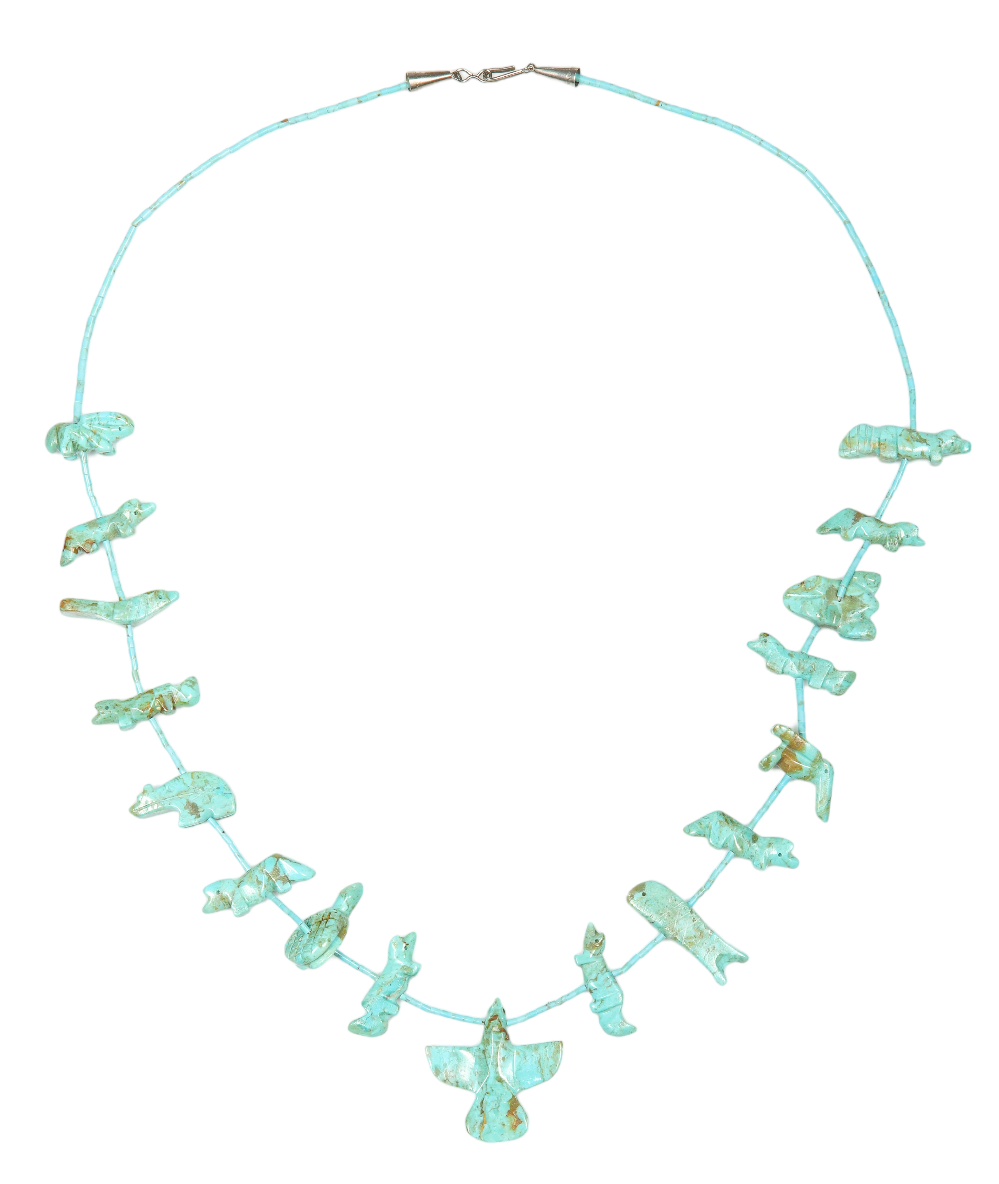 Turquoise Carved Multi-Fetish Necklace,