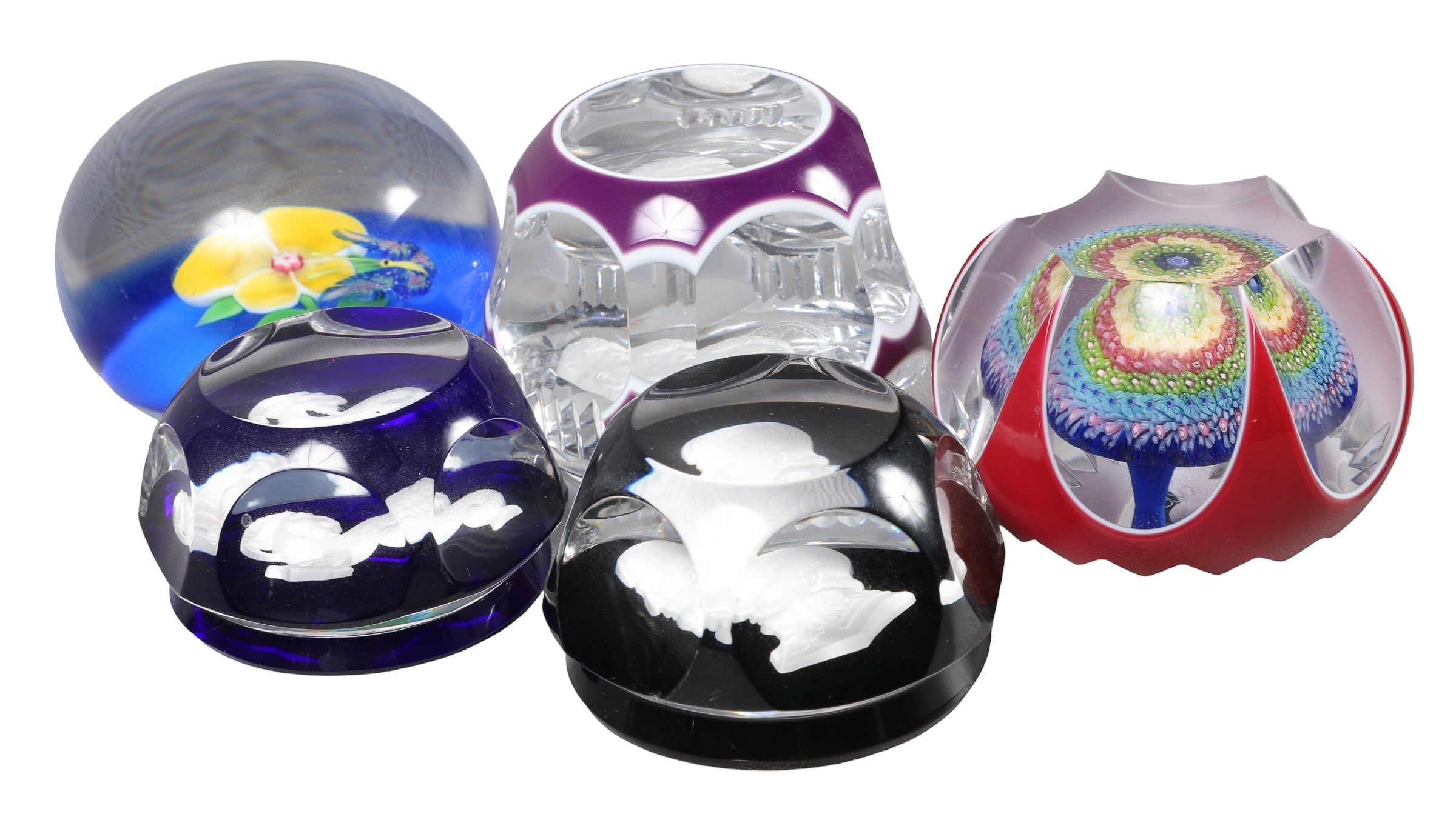 (5) Baccarat paperweights,c/o 