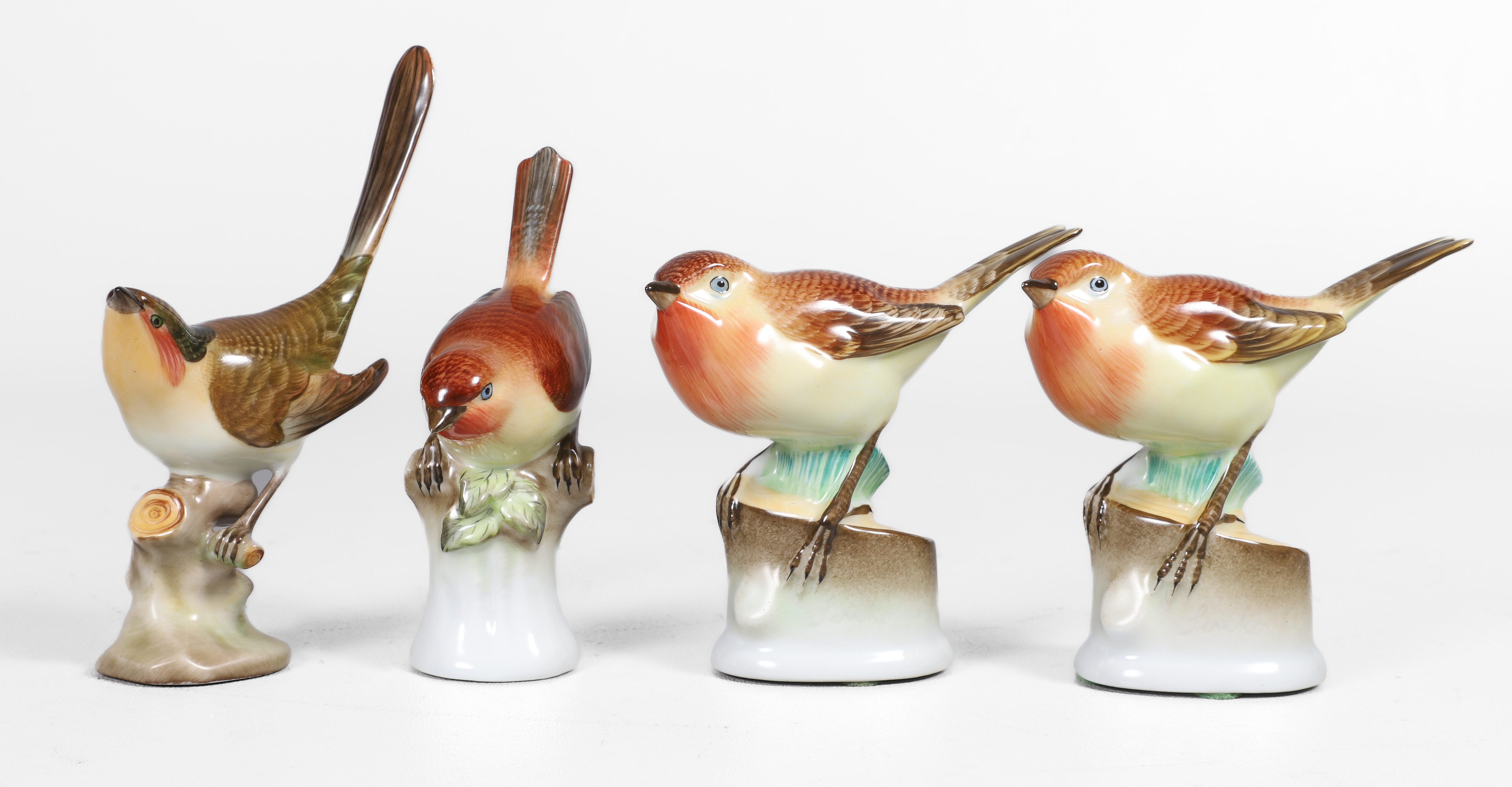 (4) Herend Hungary Porcelain Birds on