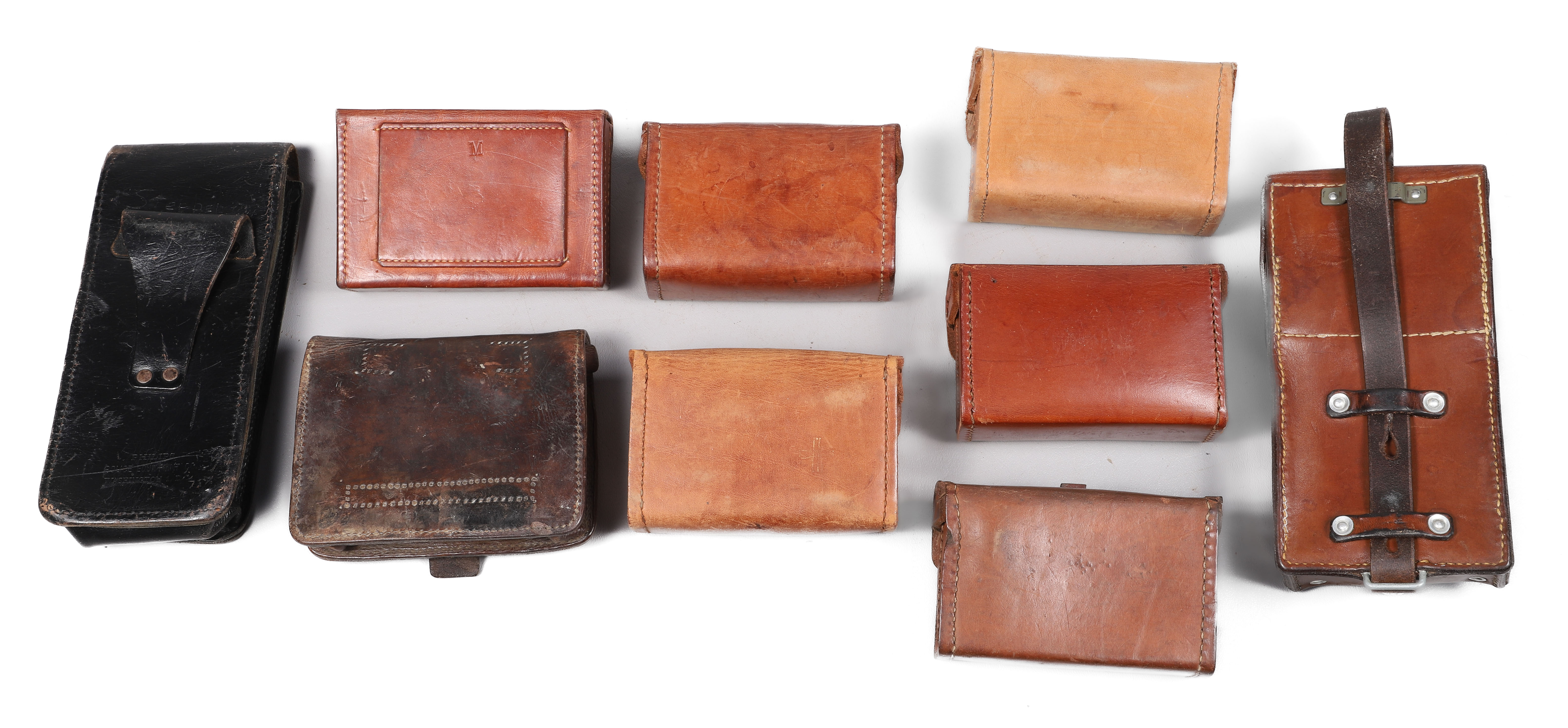  9 Small Leather Ammunition Pouches  2e1cde