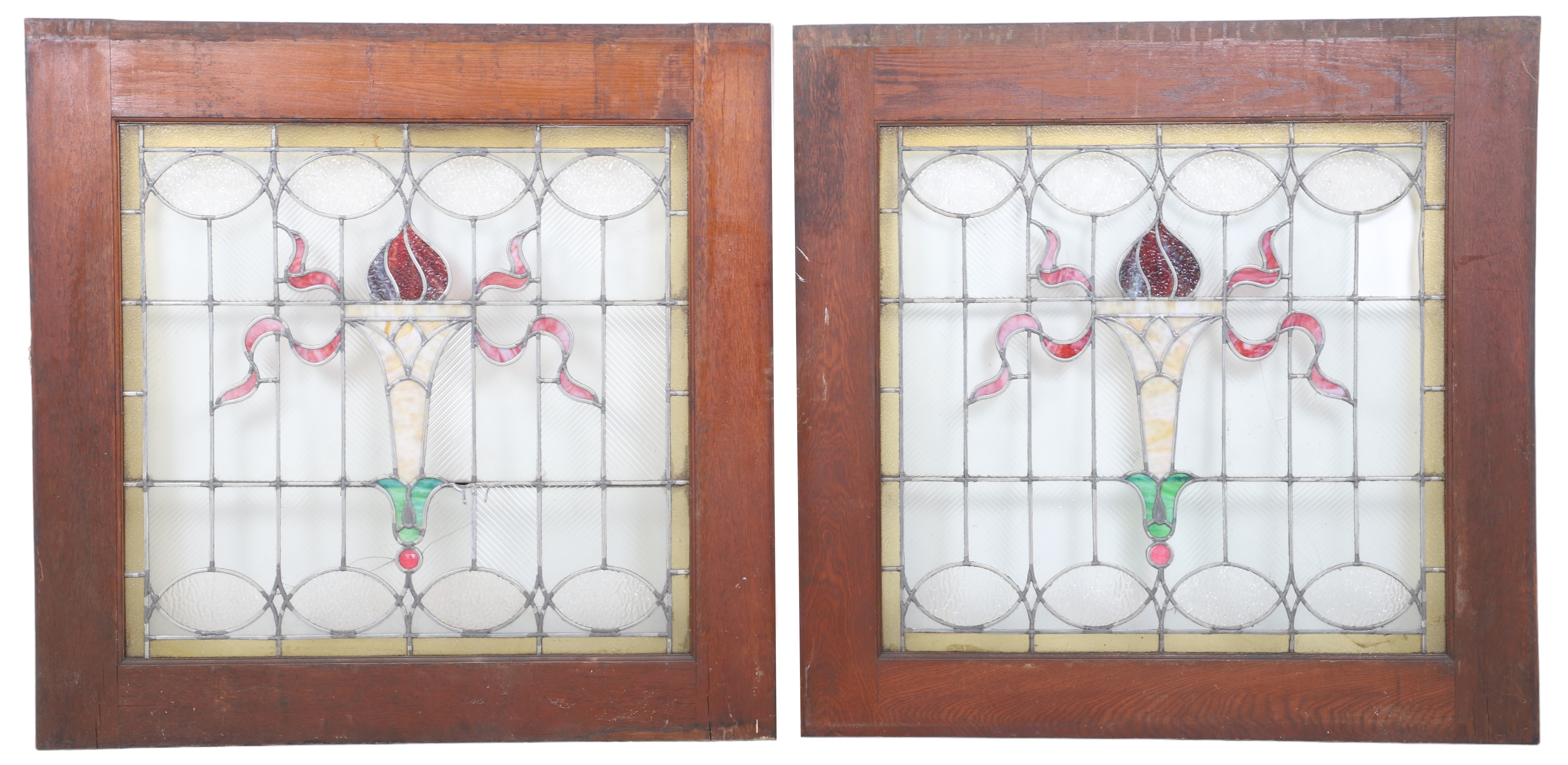 Pair stained glass windows, cherry