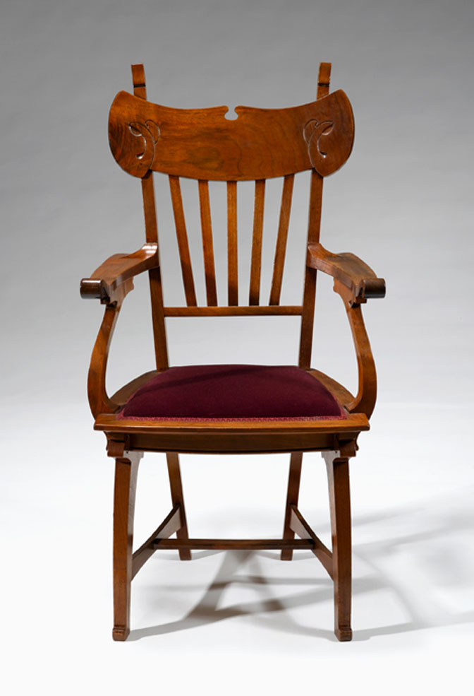Belgian Art Nouveau walnut armchair