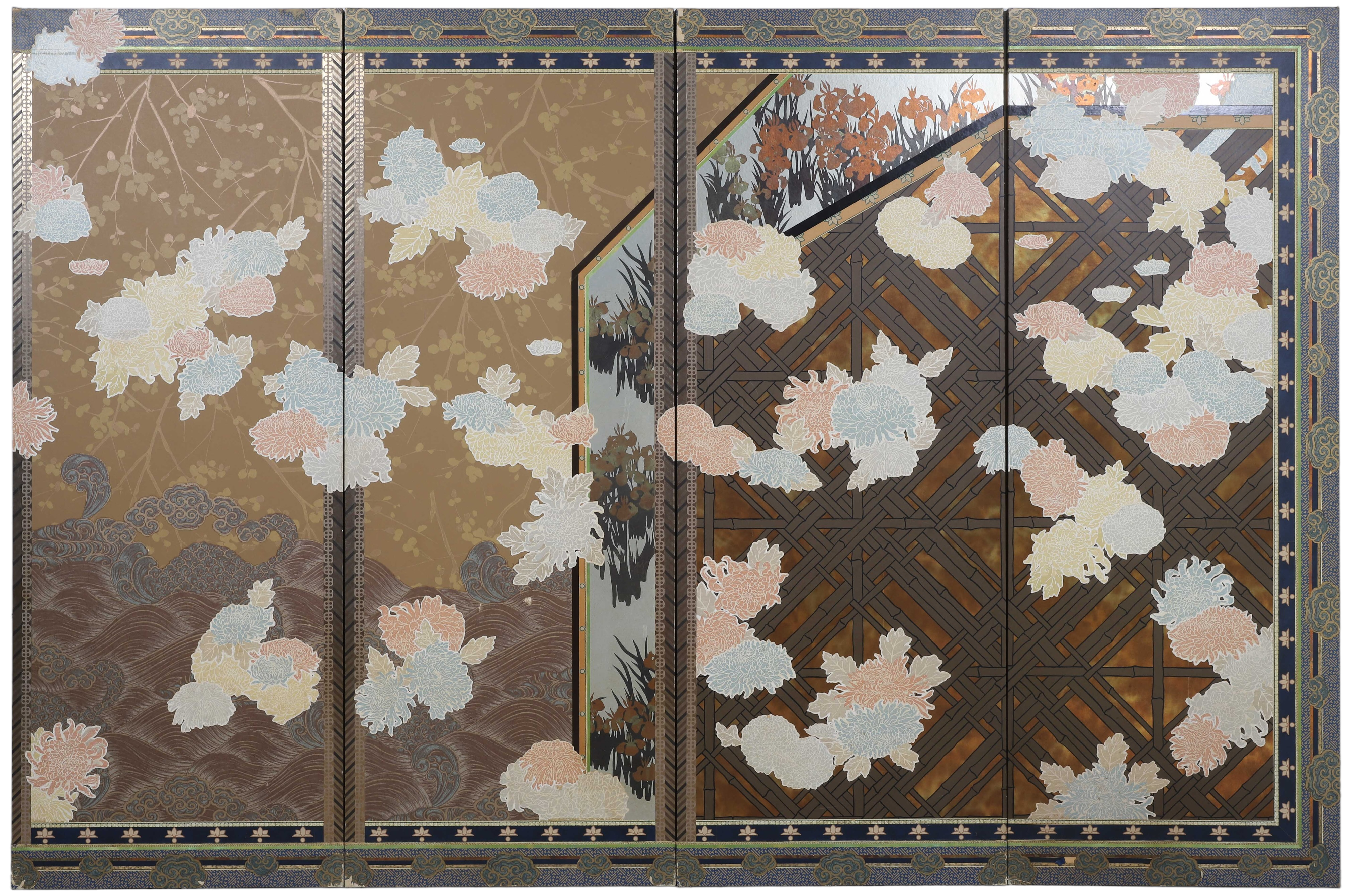 Monumental Japanese 8-panel screen,