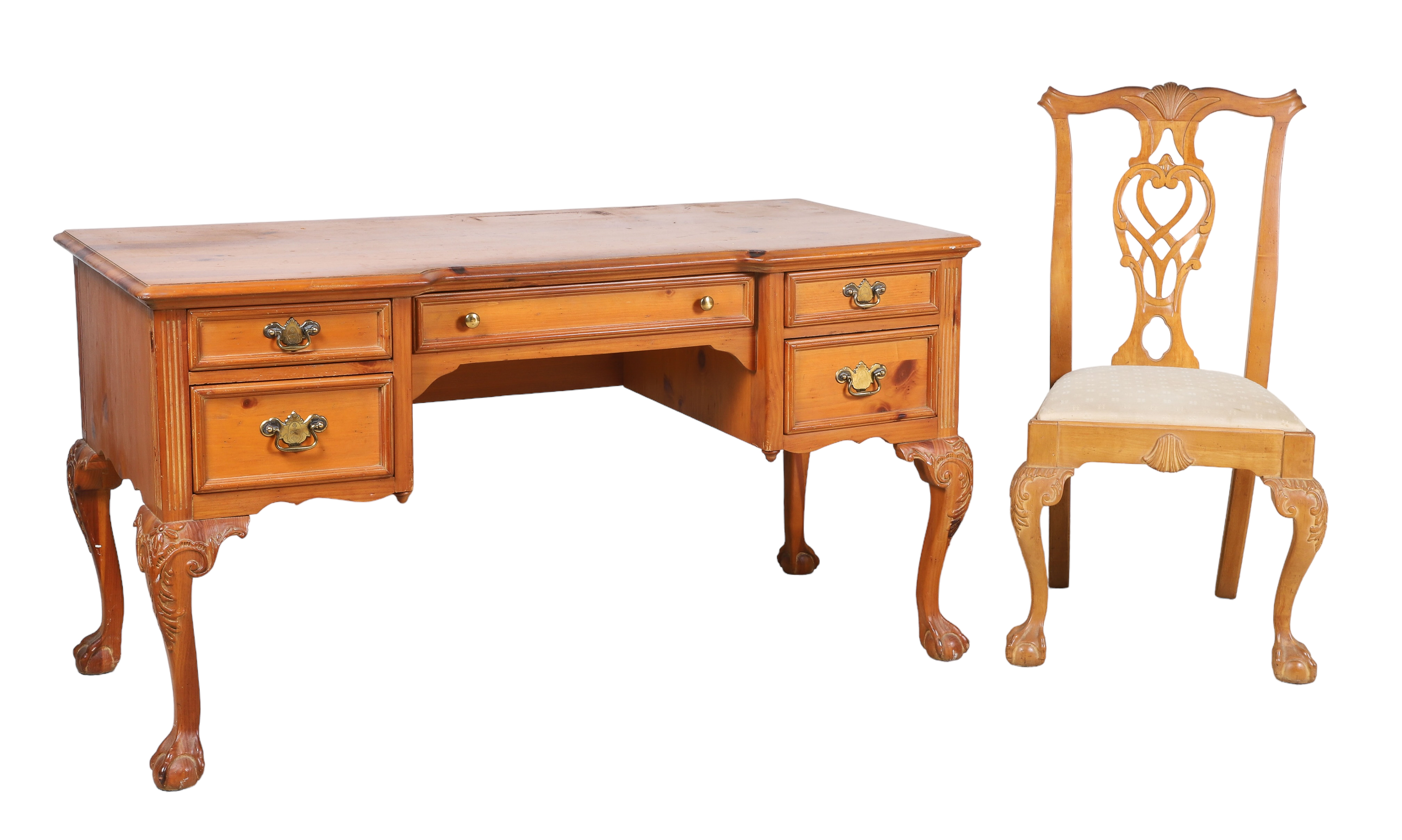 Chippendale style pine desk w/