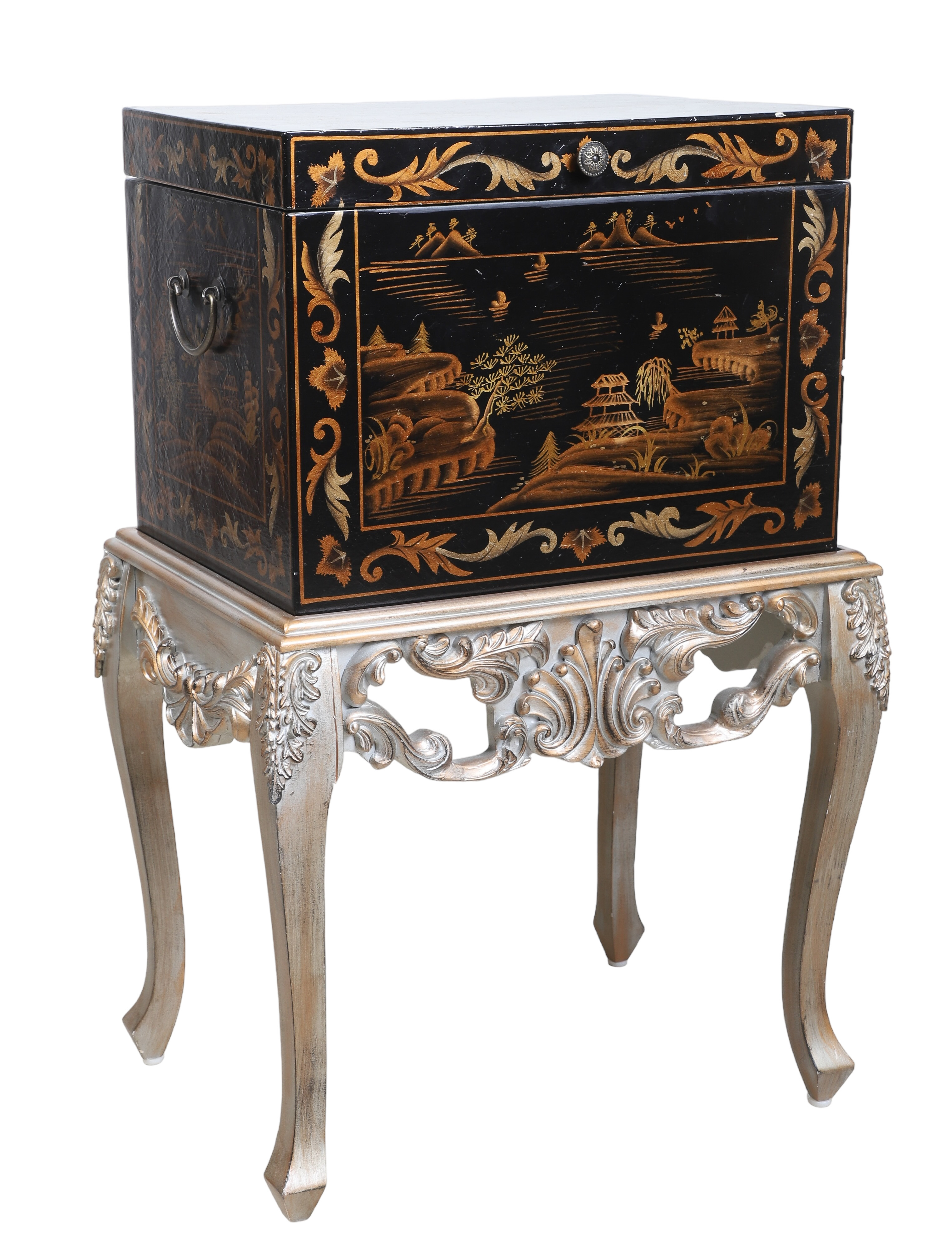 Chinoiserie paint decorated chest