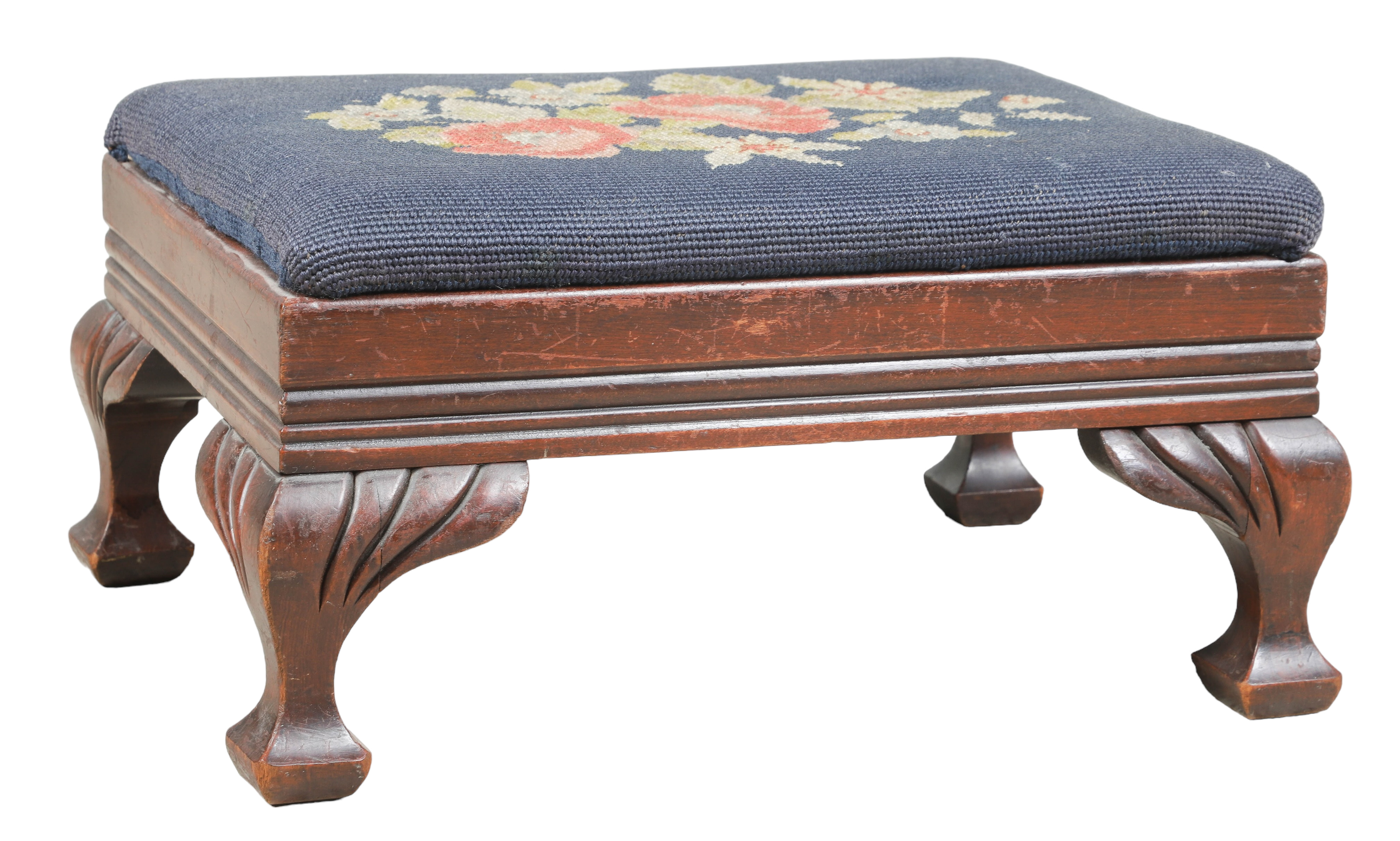 Mahogany federal style needlepoint footstool,