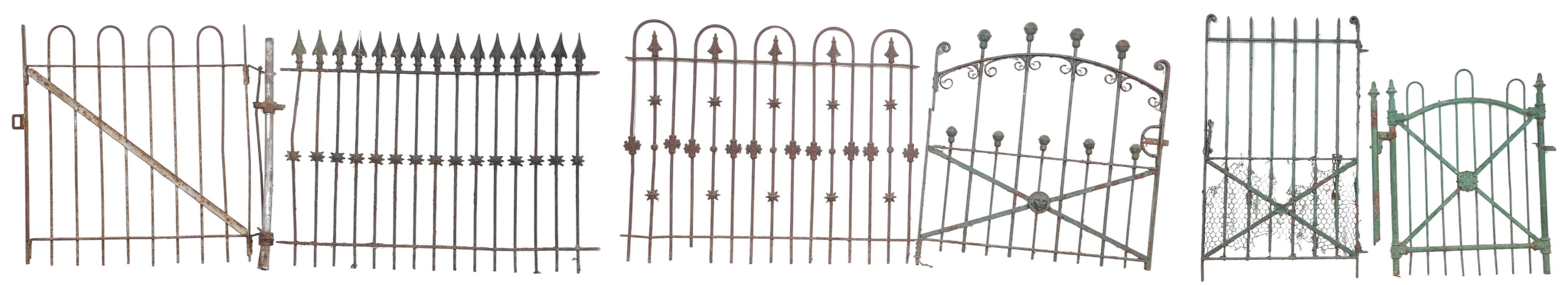 (6) pcs painted iron fencing, largest