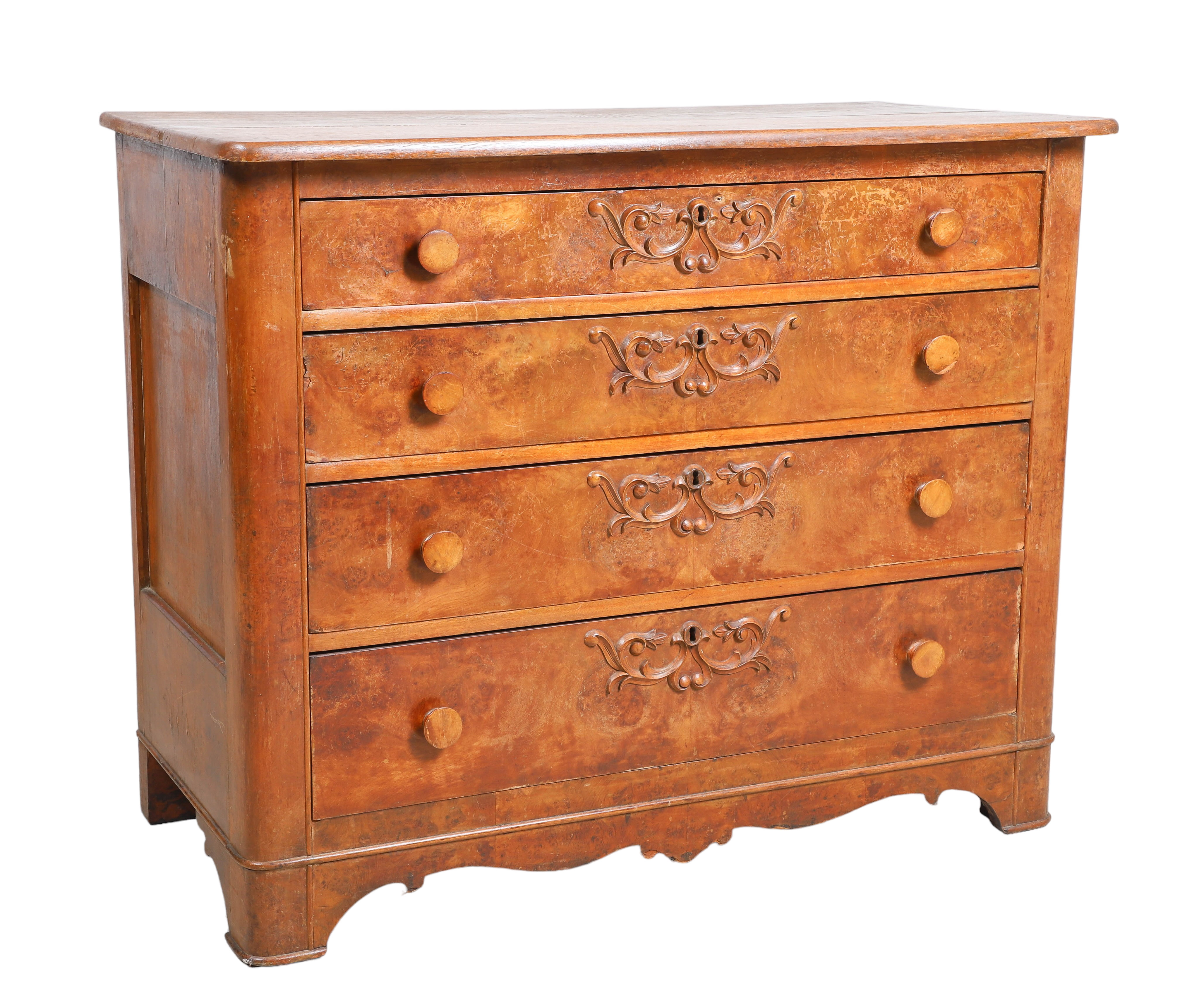 Victorian walnut chest of drawers, graduated