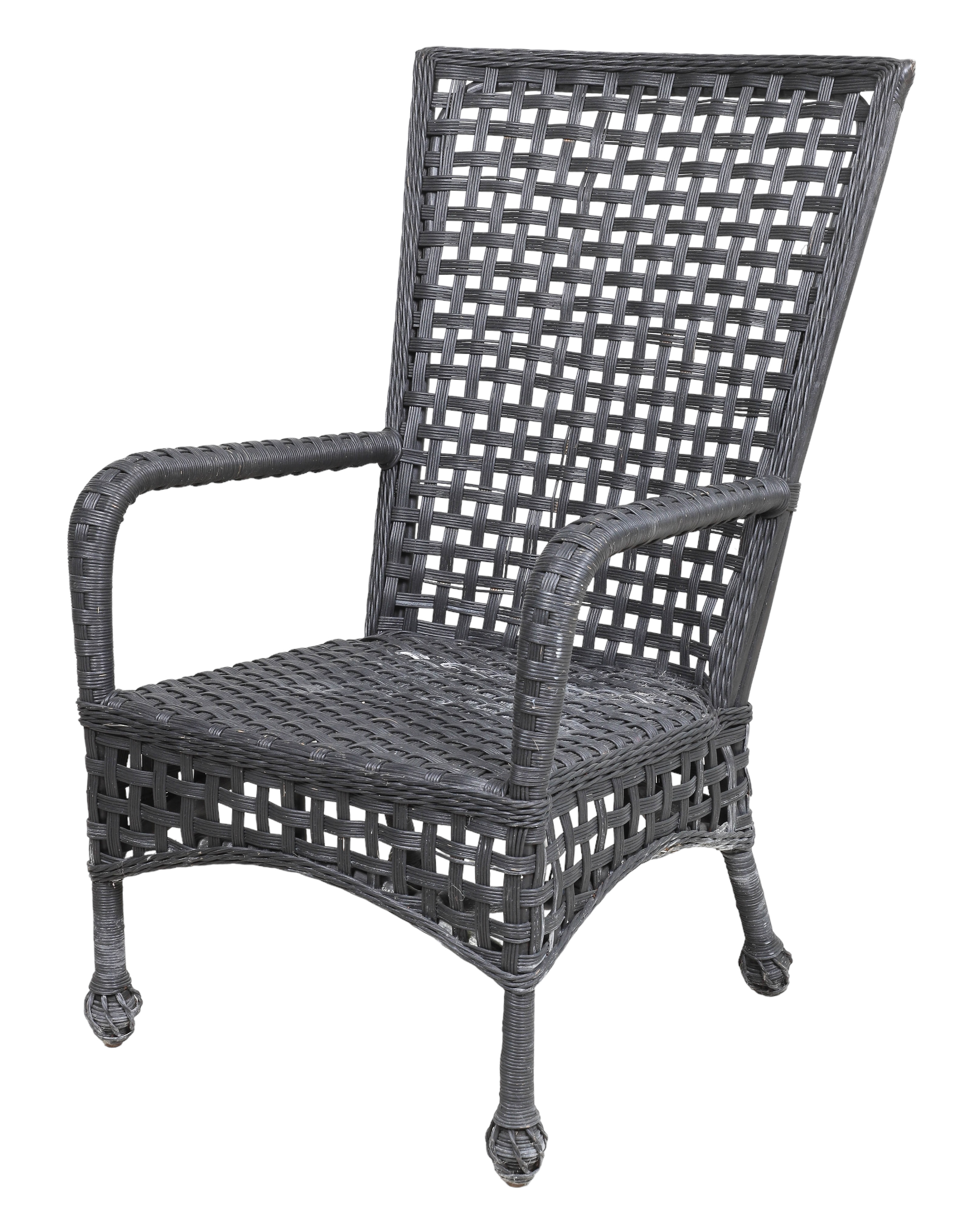 Ebonized rattan patio armchair  2e1df0