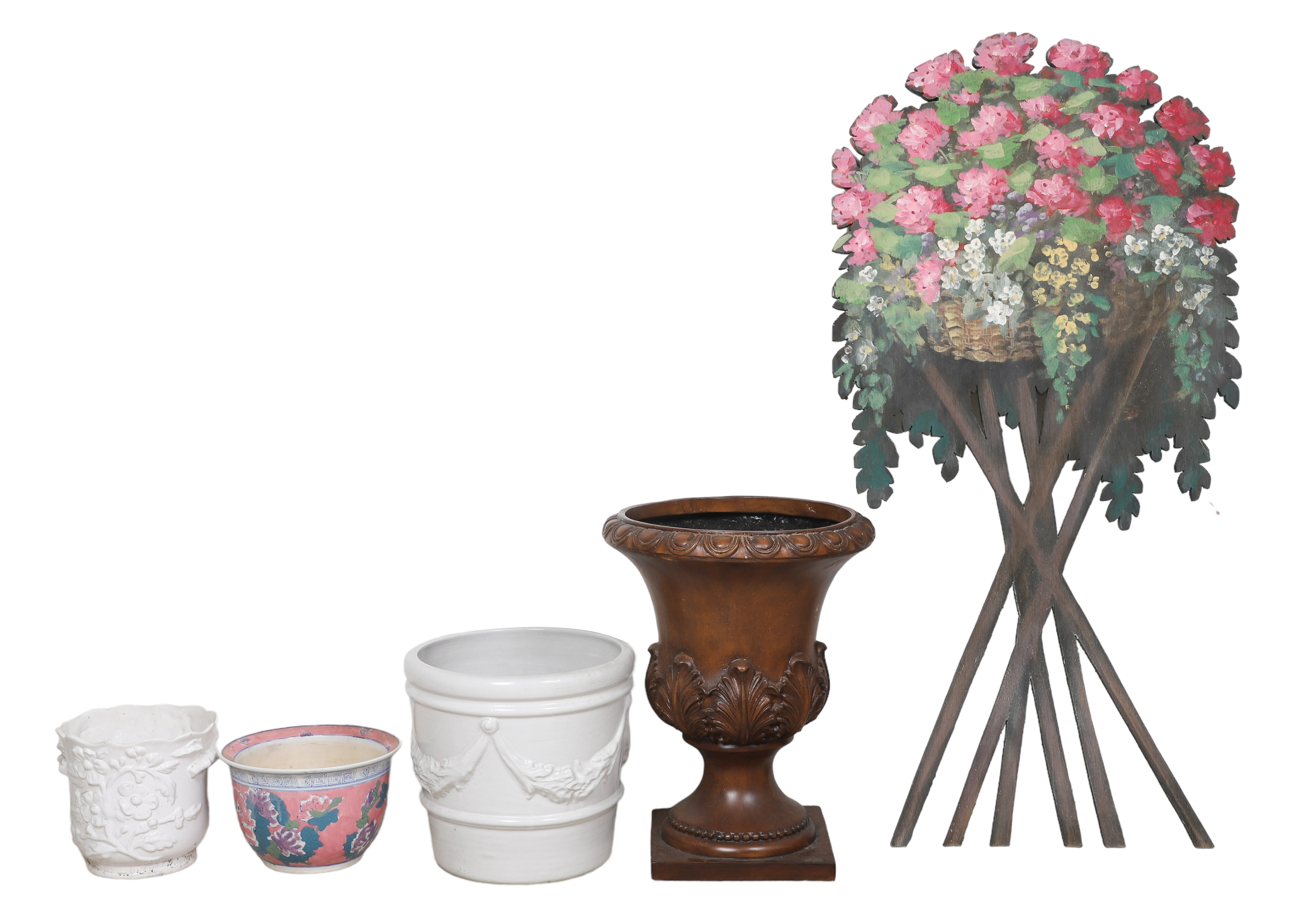 (5) Planters and floral painted
