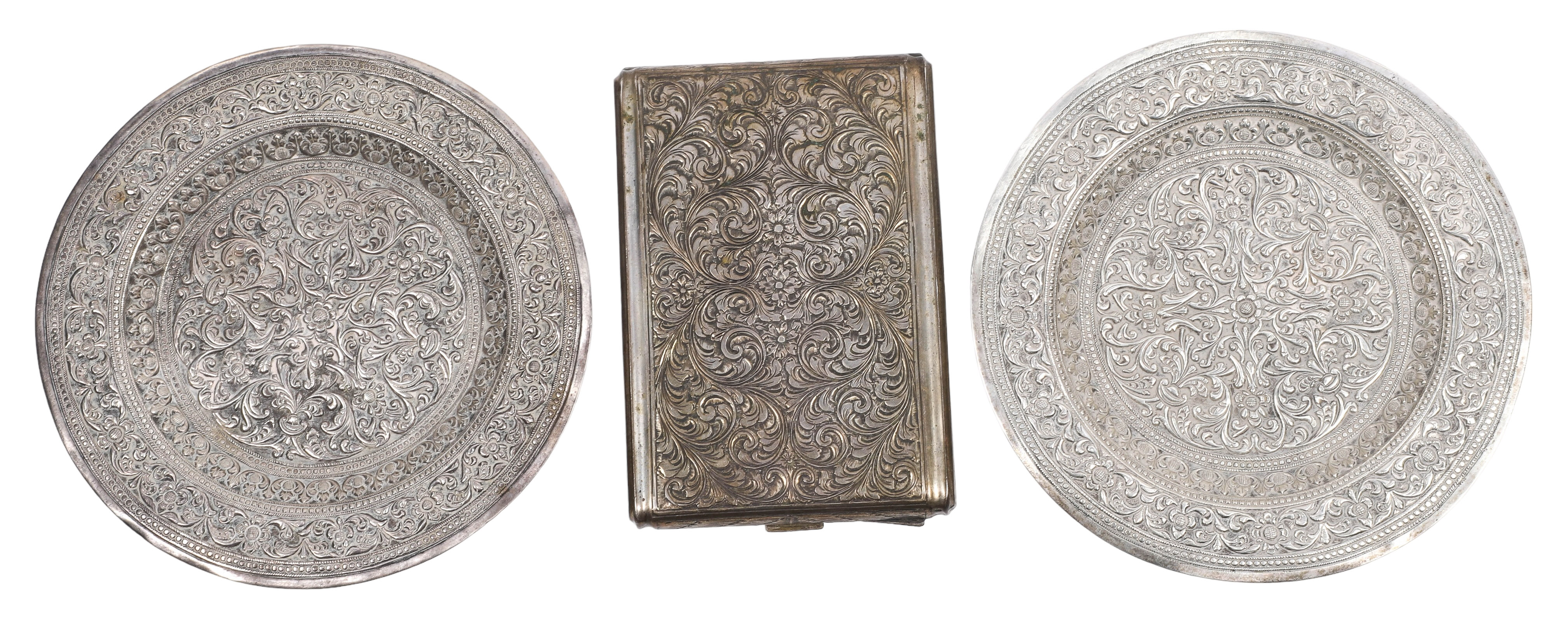 Silver B + B plates and cigarette case