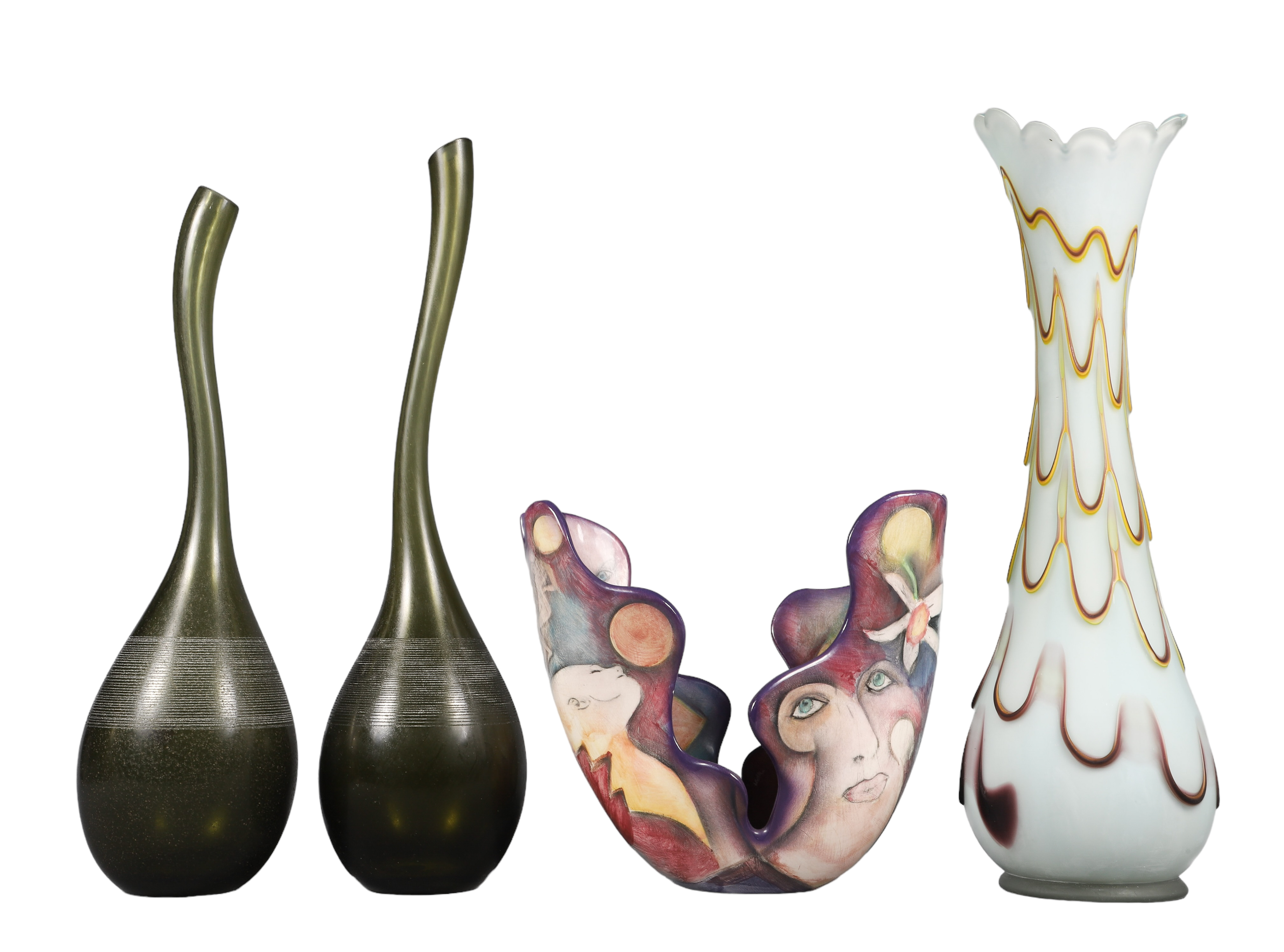 Art Glass and porcelain vases to