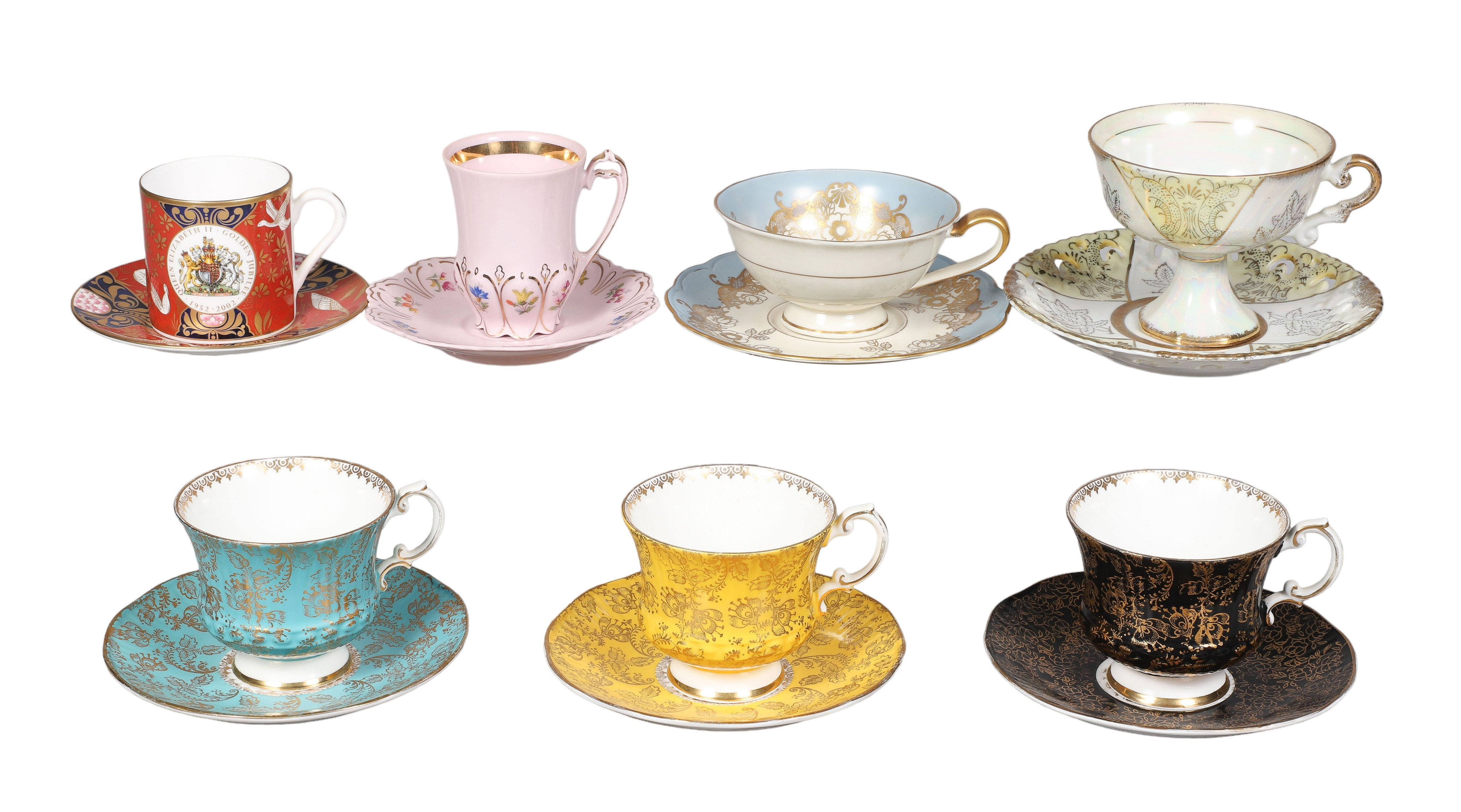 (7) Porcelain cup & saucer sets, including