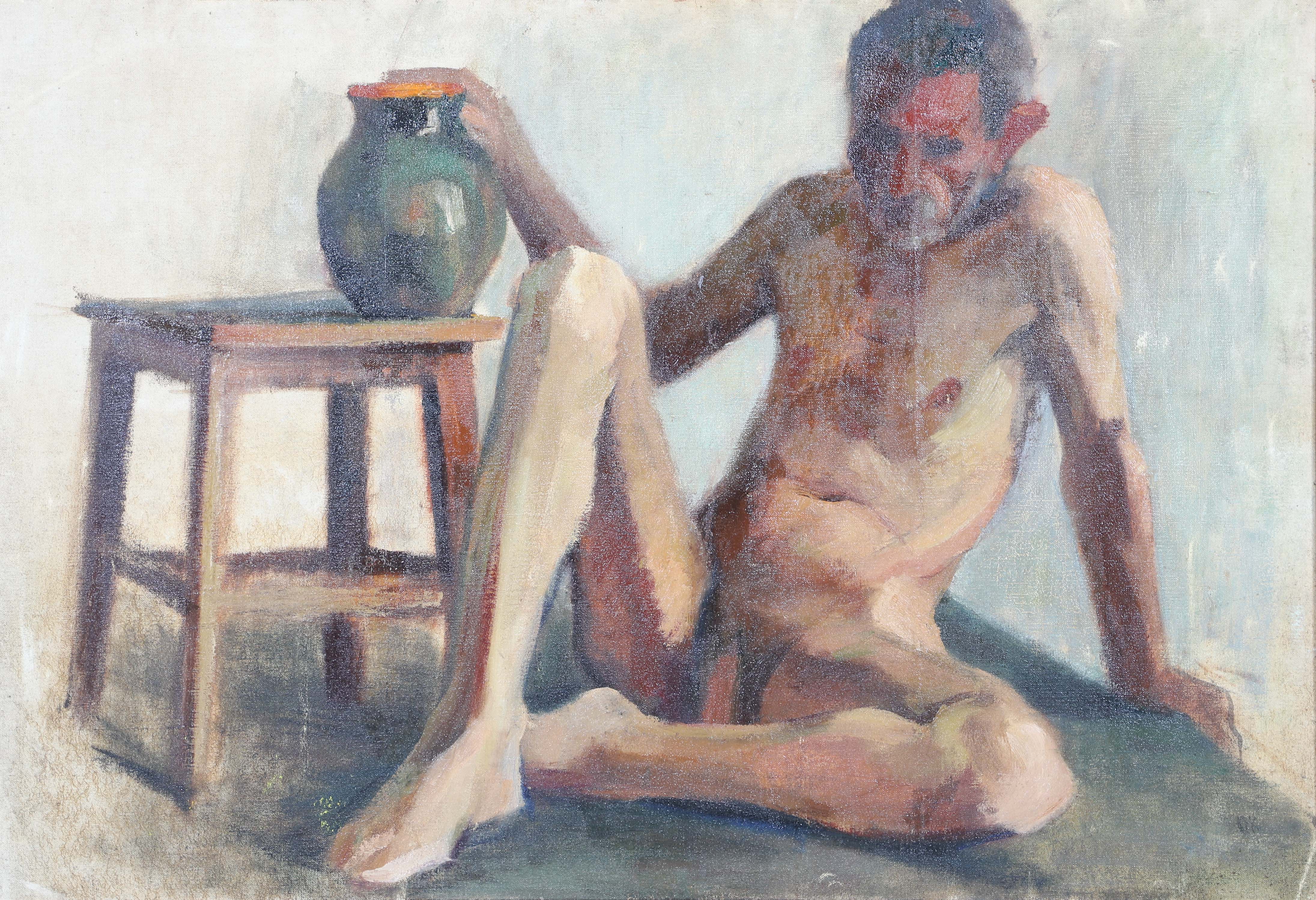 Academic painting of a male nude,